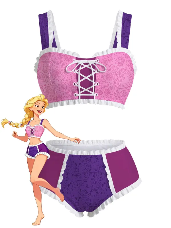 [Pre-Sale] Multicolor 1950s Rapunzel Princess Swimsuit made by Retro Stage