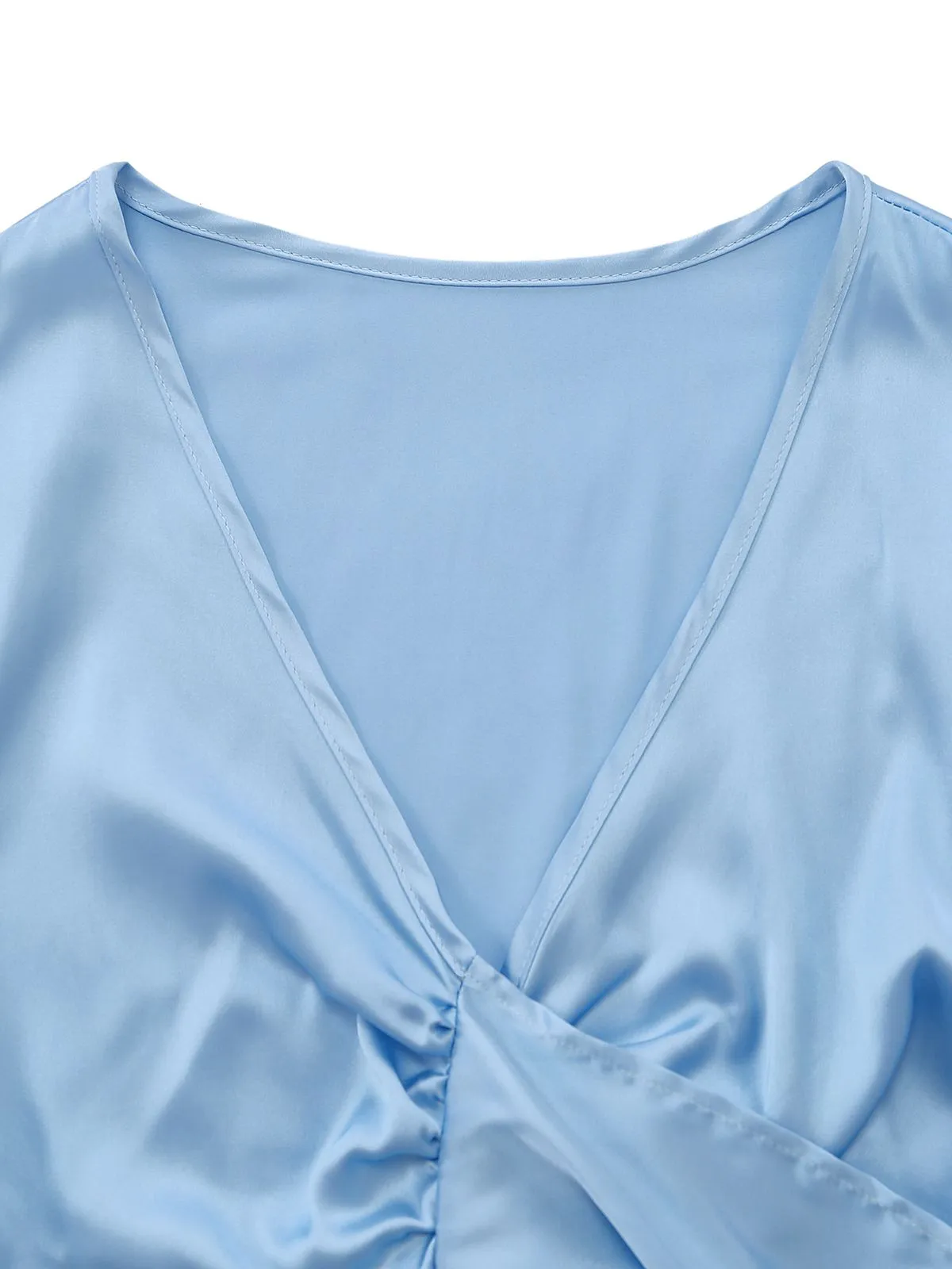 2PCS 1960s Satin Tie-Front Crop Top & Shorts sold by Retro Stage product image thumbnail 3