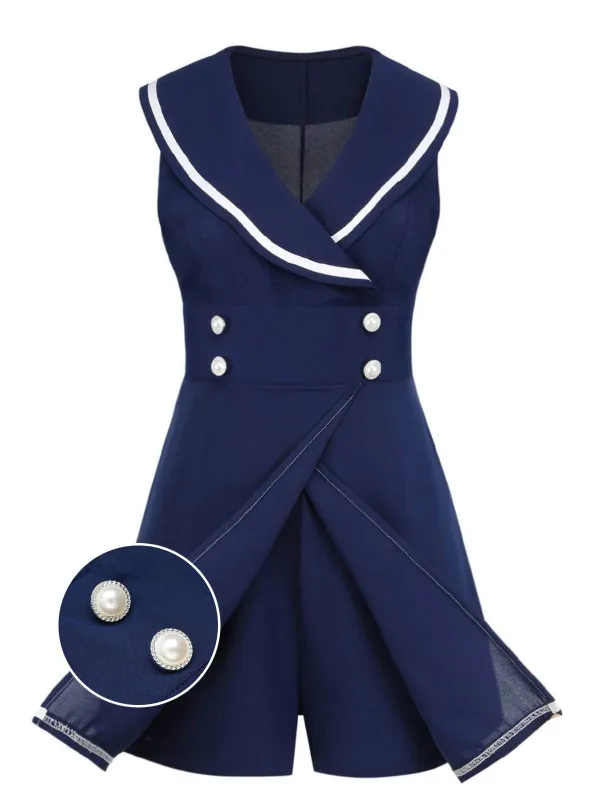 [Pre-Sale] Navy Blue 1950s Sailor Collar Romper made by Retro Stage