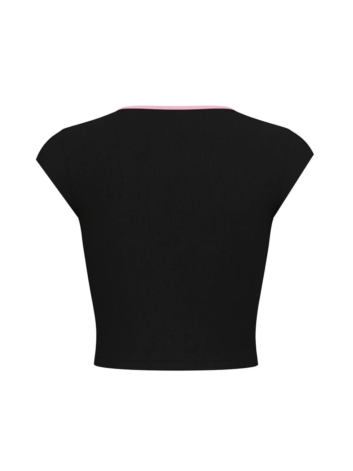 Black 1980s Cutout Flower Crop Top sold by Retro Stage product image thumbnail 3