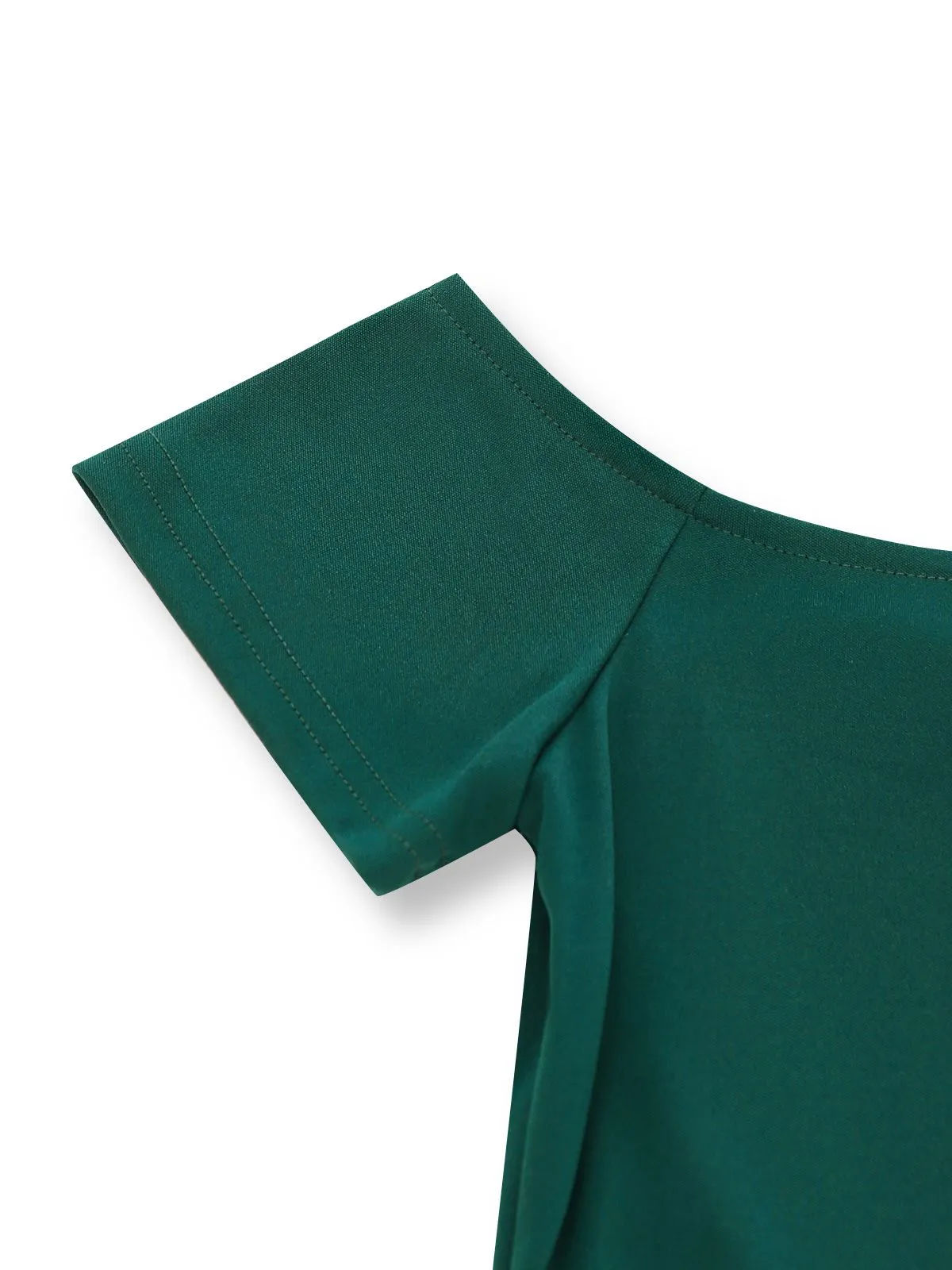Green 1940s Off-Shoulder Pleated Gradient Dress sold by Retro Stage product image thumbnail 4