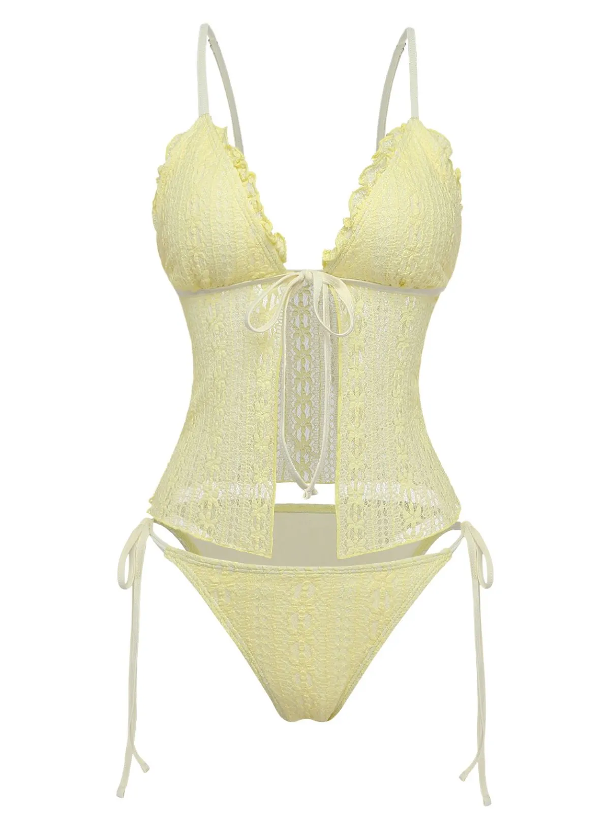 1940s Lace Knit Double-Layer Fabric Tankini Set sold by Retro Stage product image thumbnail 2