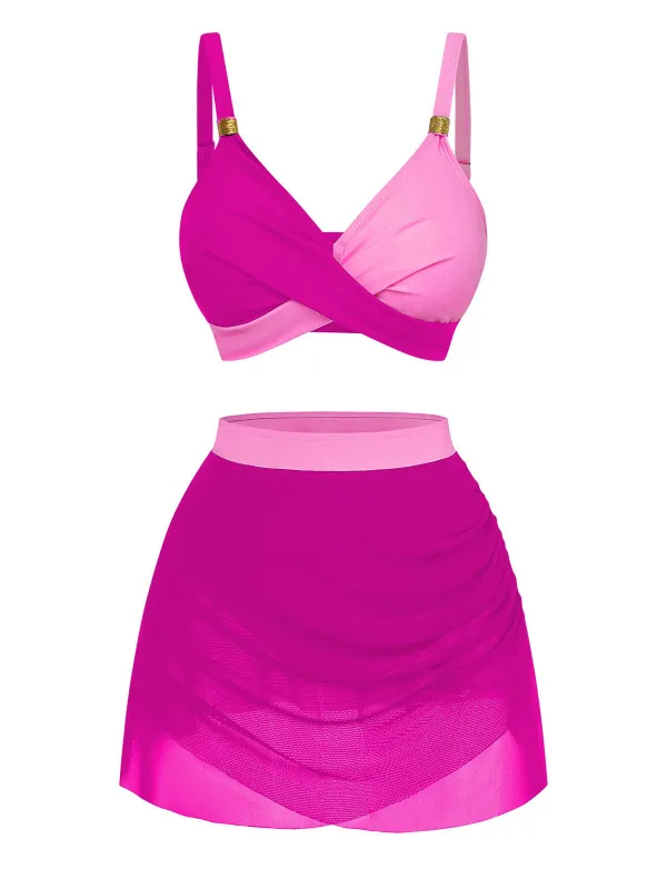 1950s Cross-Back Ruched Mesh Bikini Set made by Retro Stage