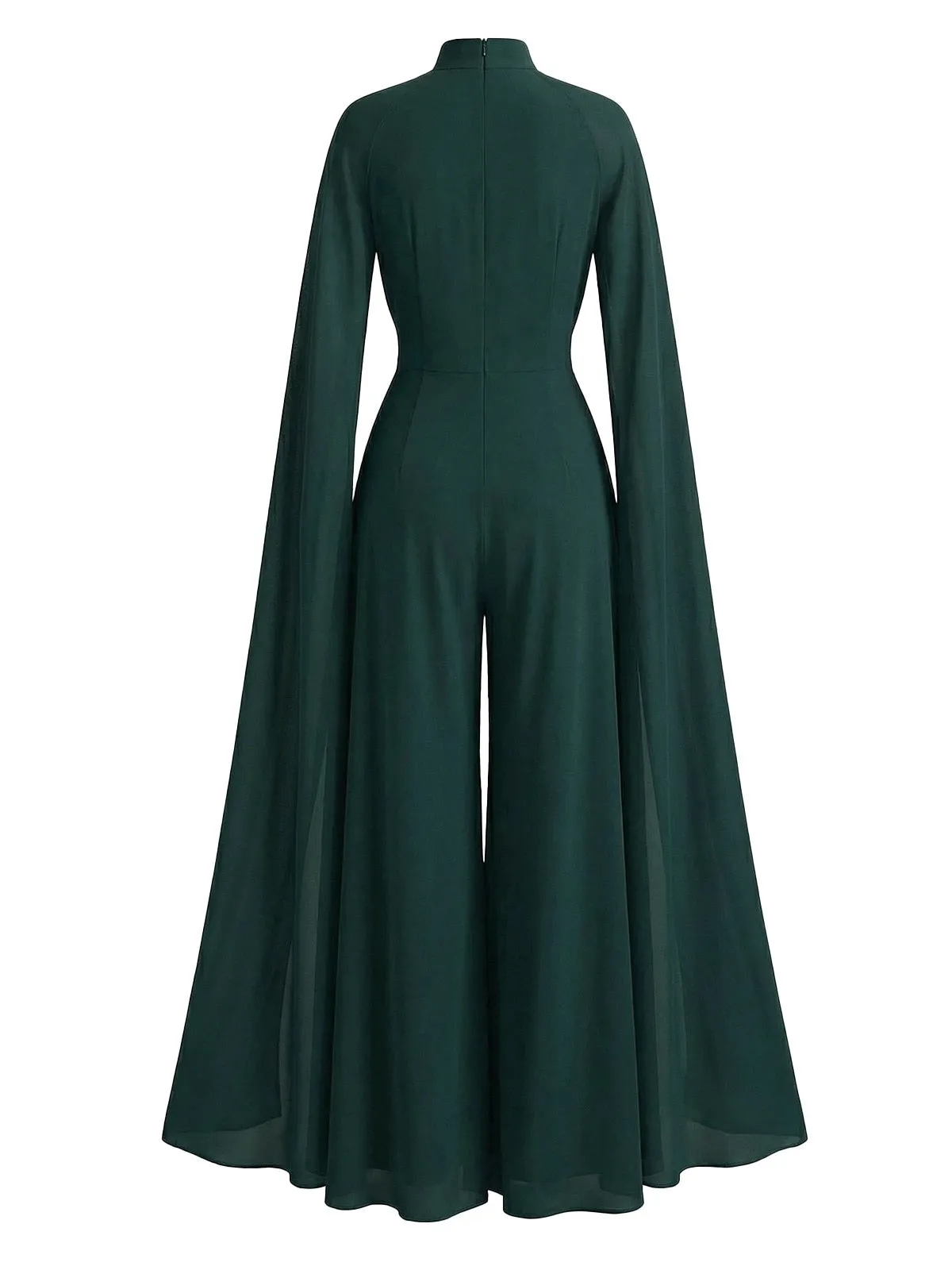 1930s Satin Long Sleeve Ruffled Hem Ruched Jumpsuit sold by Retro Stage product image thumbnail 3