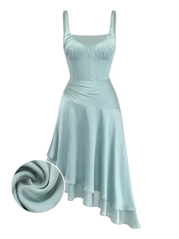 [Pre-Sale] 2PCS Green 1960s Ripple Fishbone Top & Asymmetrical Skirt sold by Retro Stage