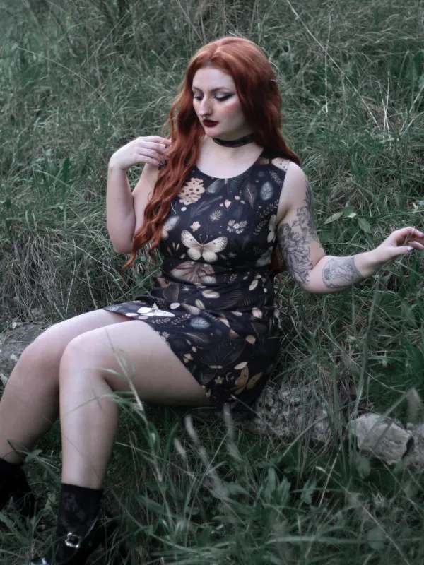 Black 1960s Witch Moth Butterfly A-Line Dress sold by Retro Stage