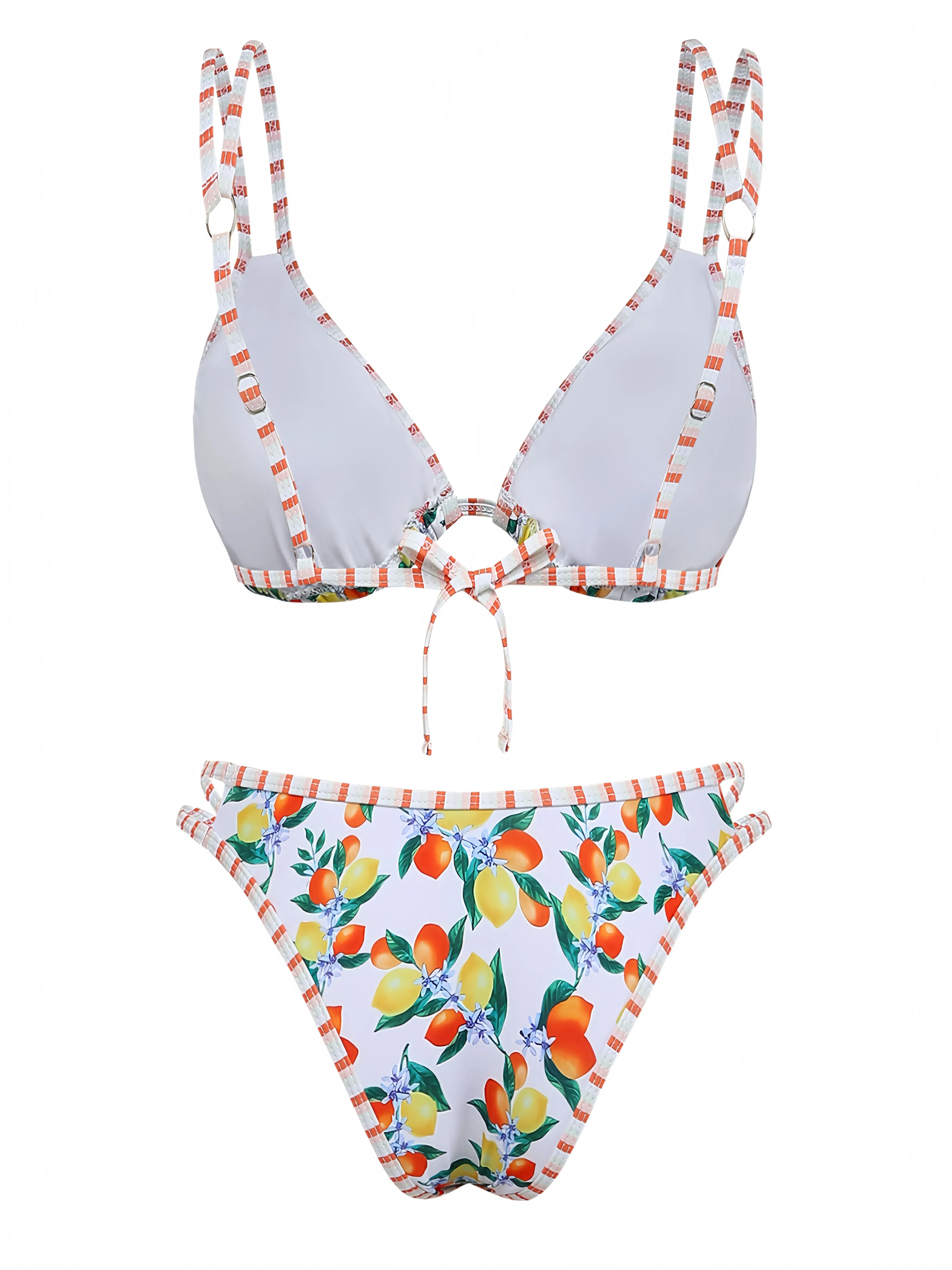 White 1960s Citrus Triangle-Strap Bikini Set sold by Retro Stage product image thumbnail 3