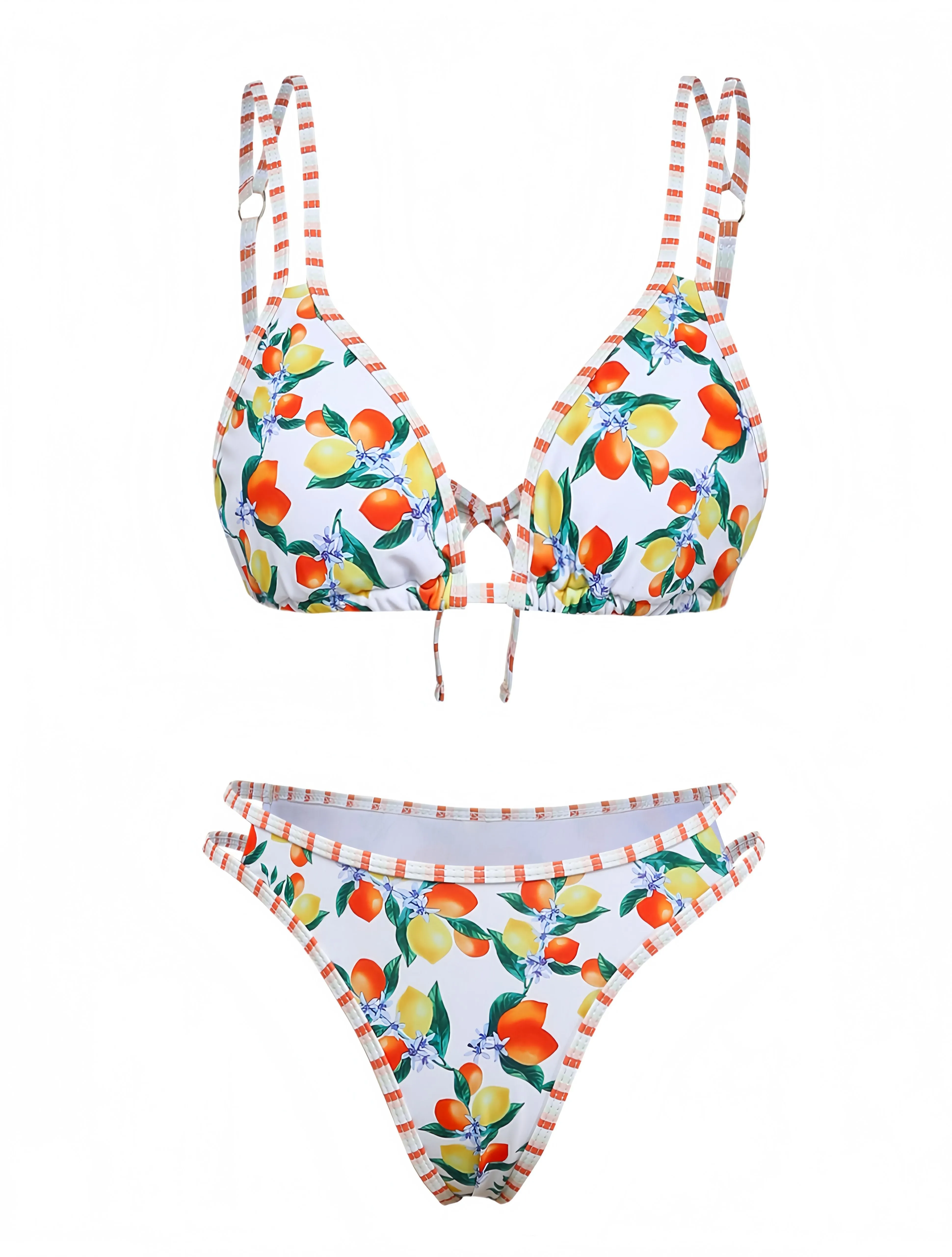 White 1960s Citrus Triangle-Strap Bikini Set sold by Retro Stage product image thumbnail 2