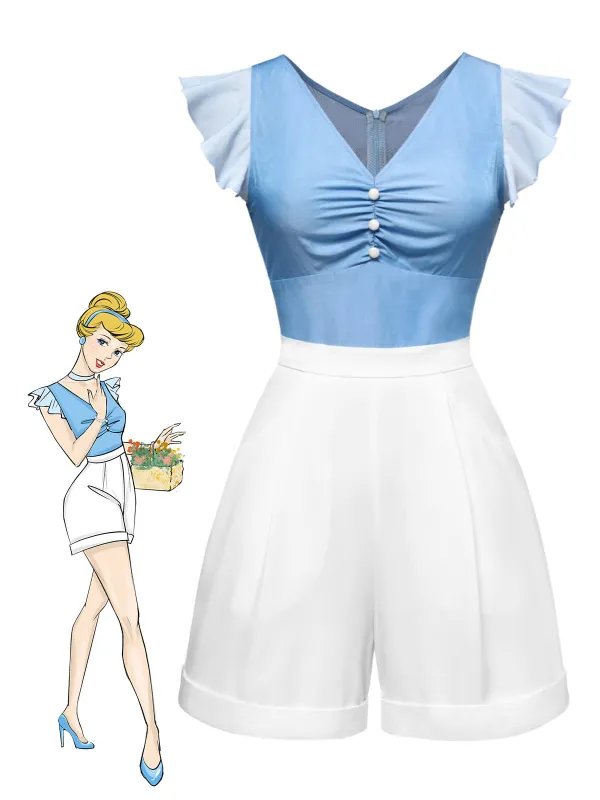 [Pre-Sale] Blue 1940s Cinderella Ruffled Romper made by Retro Stage