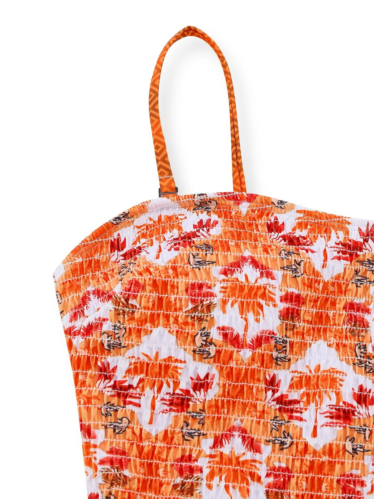 Orange 1960s Tropical Coconut Palm Tree Print Swimsuit sold by Retro Stage product image thumbnail 5