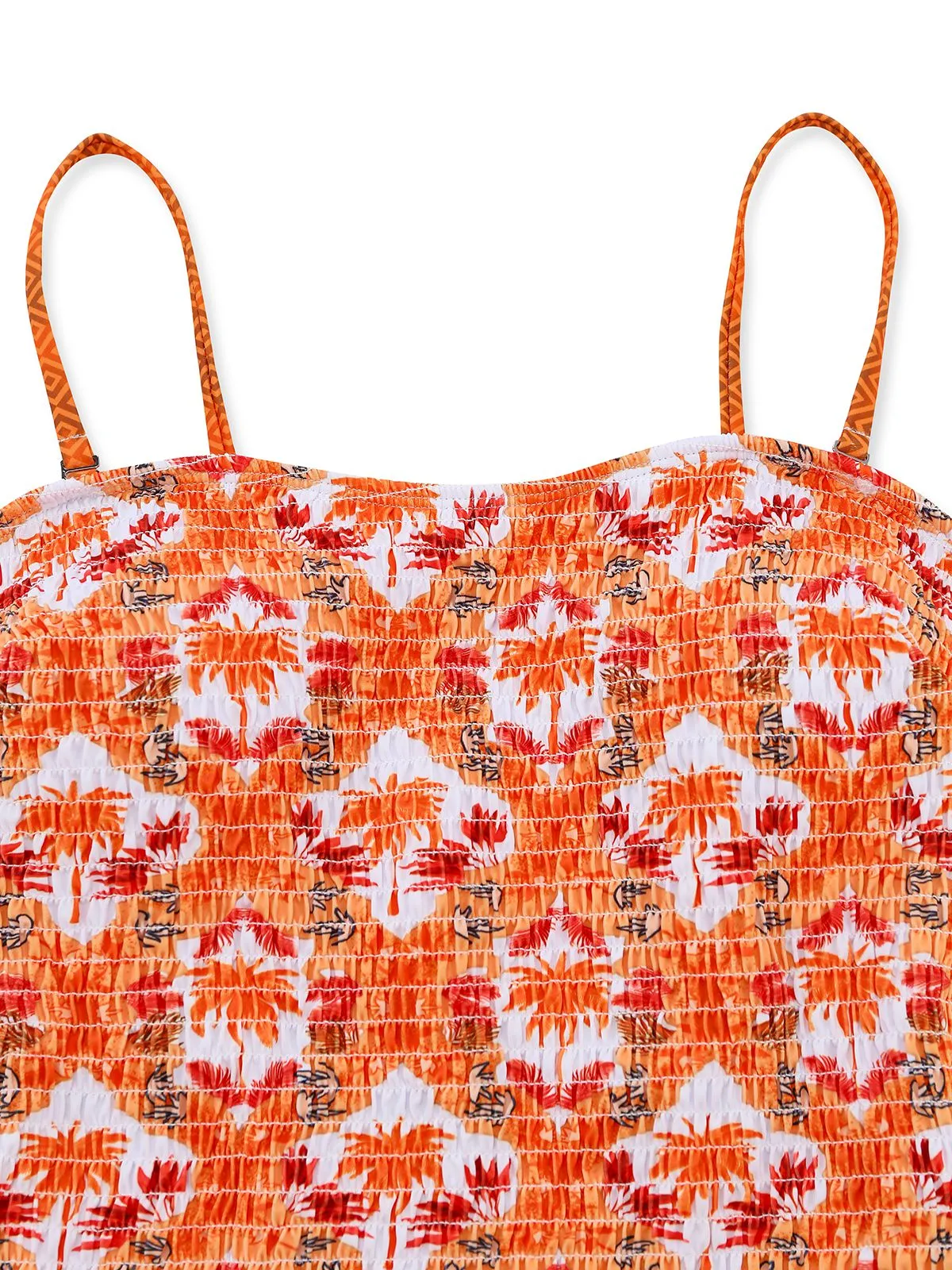 Orange 1960s Tropical Coconut Palm Tree Print Swimsuit sold by Retro Stage product image thumbnail 4