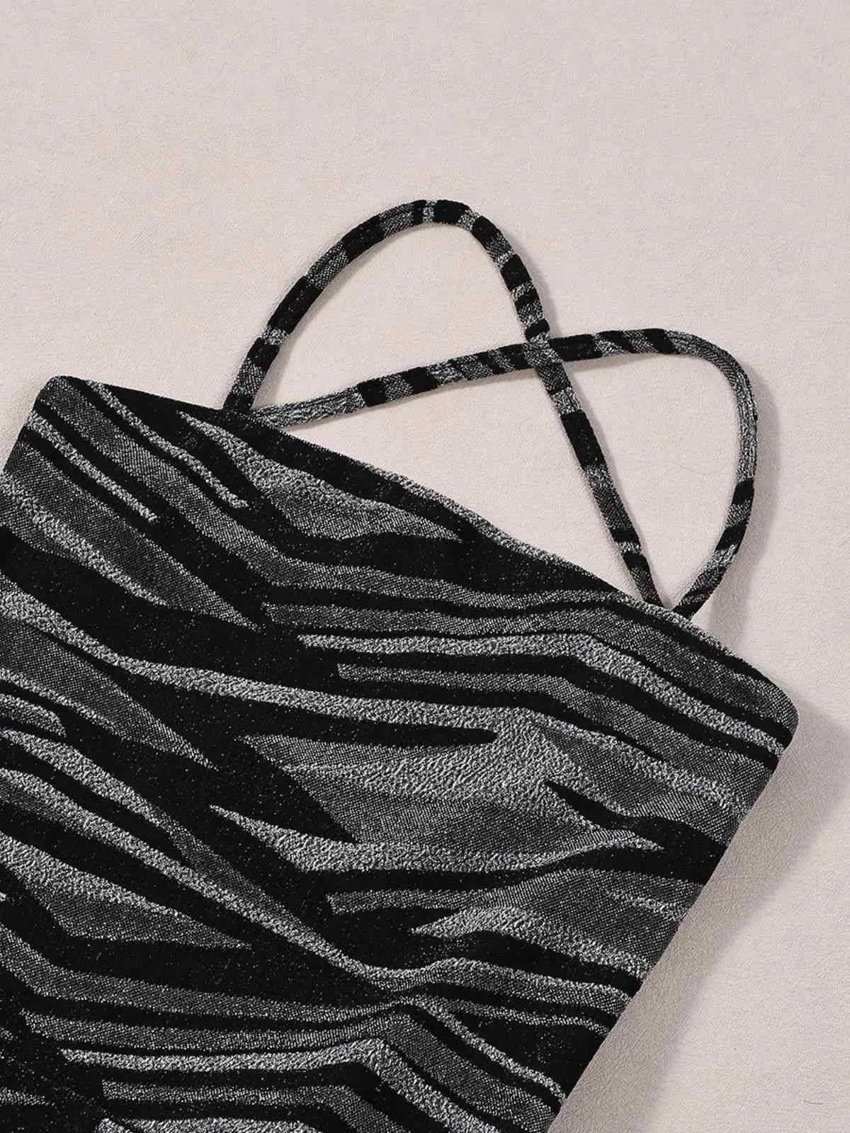 Black 1930s Zebra Print Halter Backless Jumpsuit sold by Retro Stage product image thumbnail 5