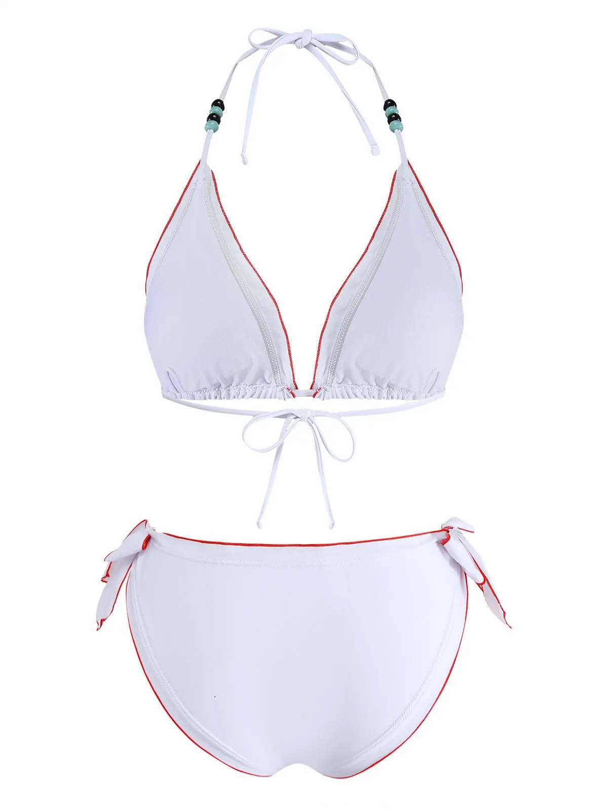 White 1970s Cherry Print Tie-Halter Bikini Set sold by Retro Stage product image thumbnail 3