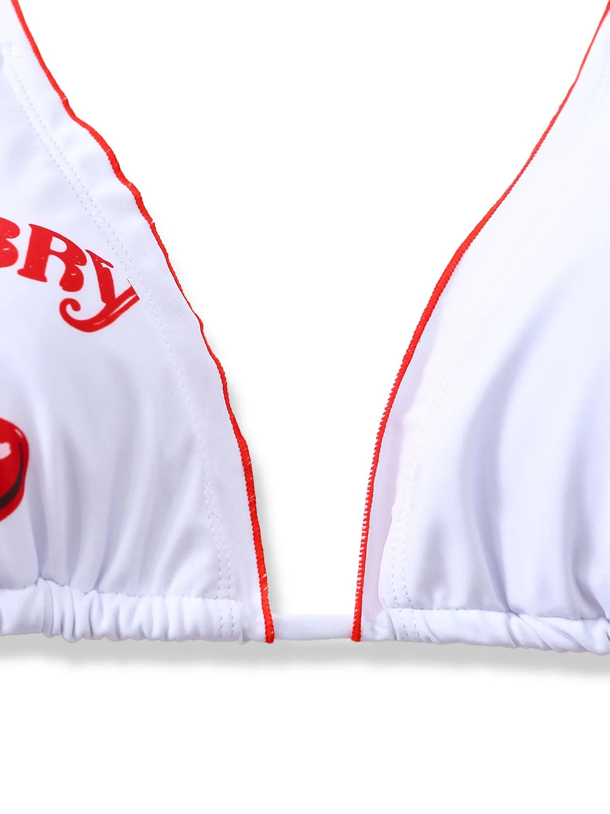 White 1970s Cherry Print Tie-Halter Bikini Set sold by Retro Stage product image thumbnail 5