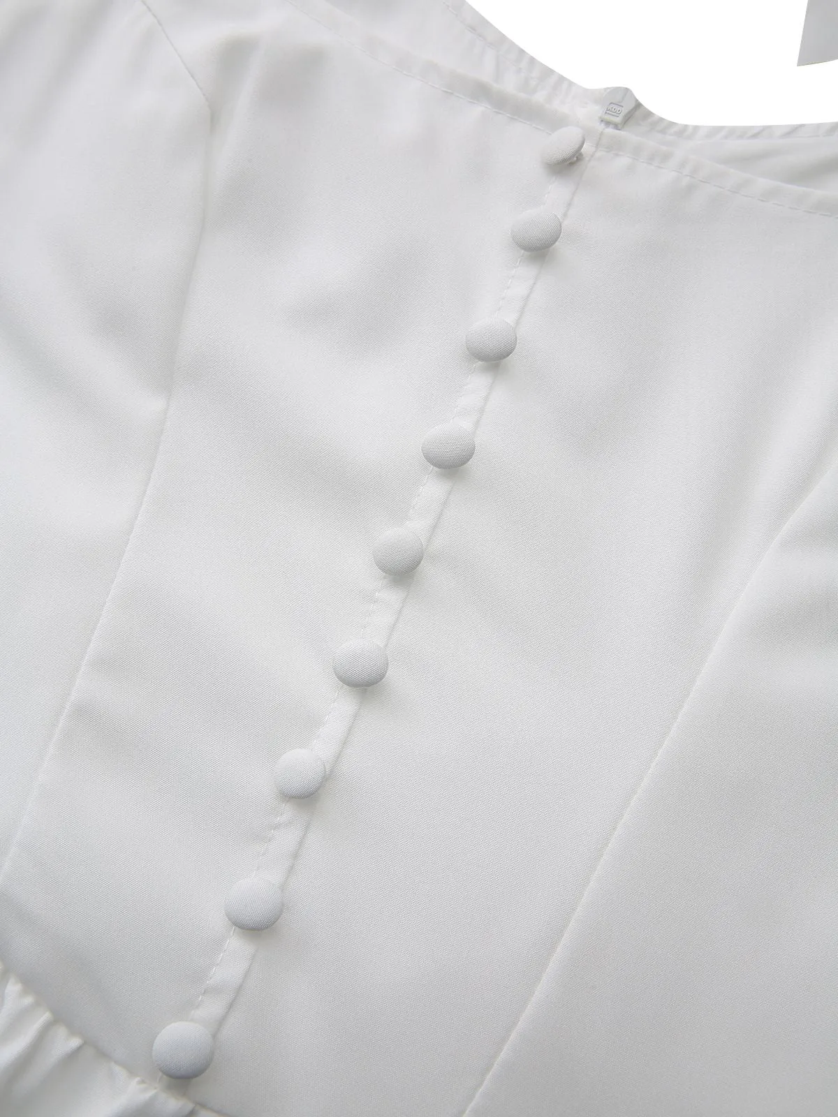 White 1940s Solid Lace-Up Button Dress sold by Retro Stage product image thumbnail 5