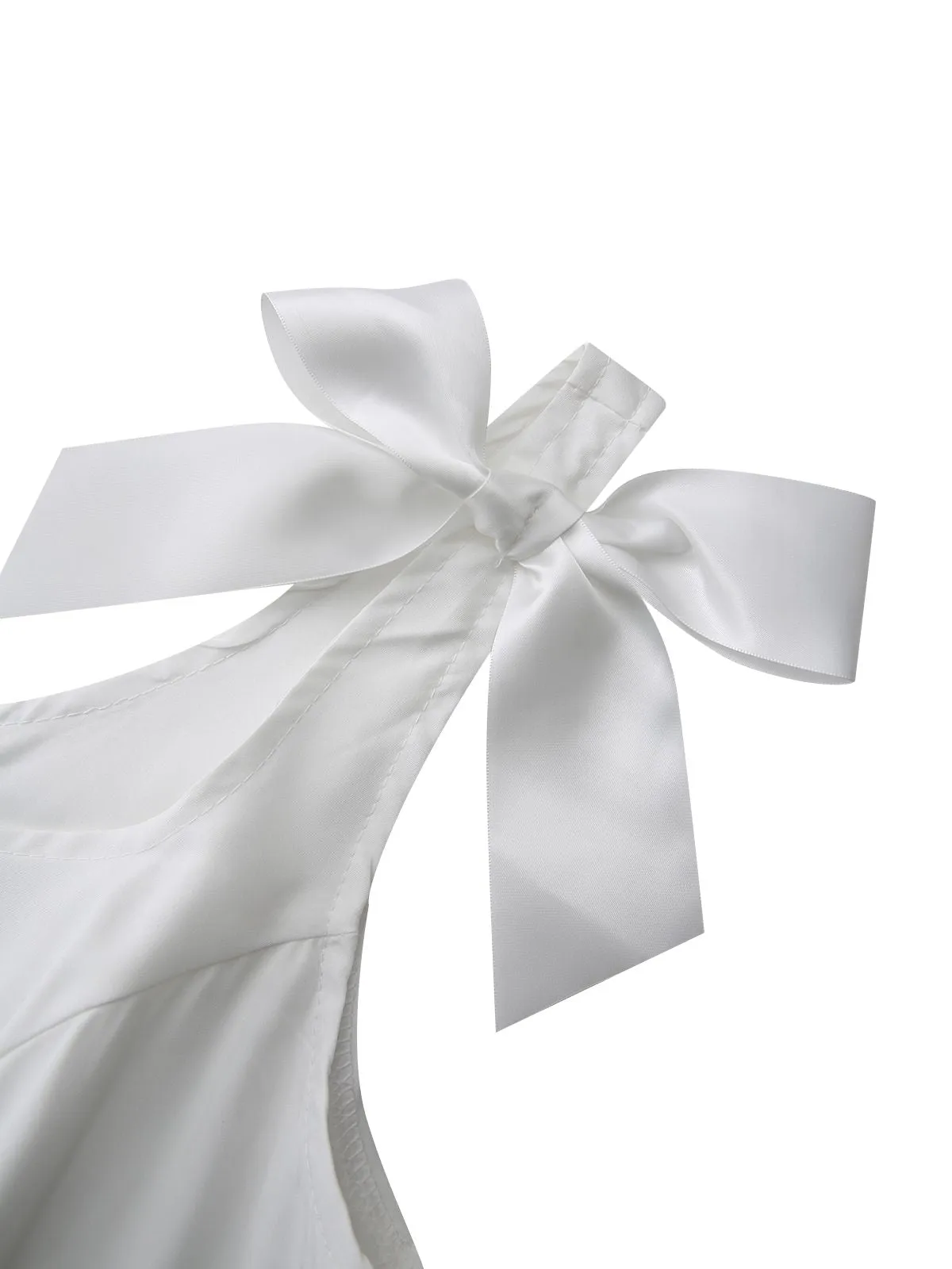 White 1940s Solid Lace-Up Button Dress sold by Retro Stage product image thumbnail 4