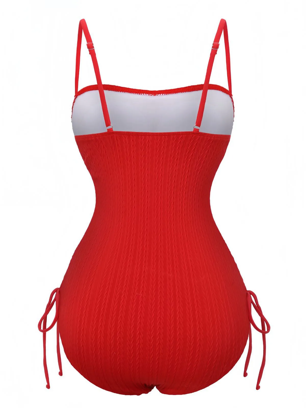 1940s Solid Ruched Spaghetti Strap One-Piece Swimsuit sold by Retro Stage product image thumbnail 3
