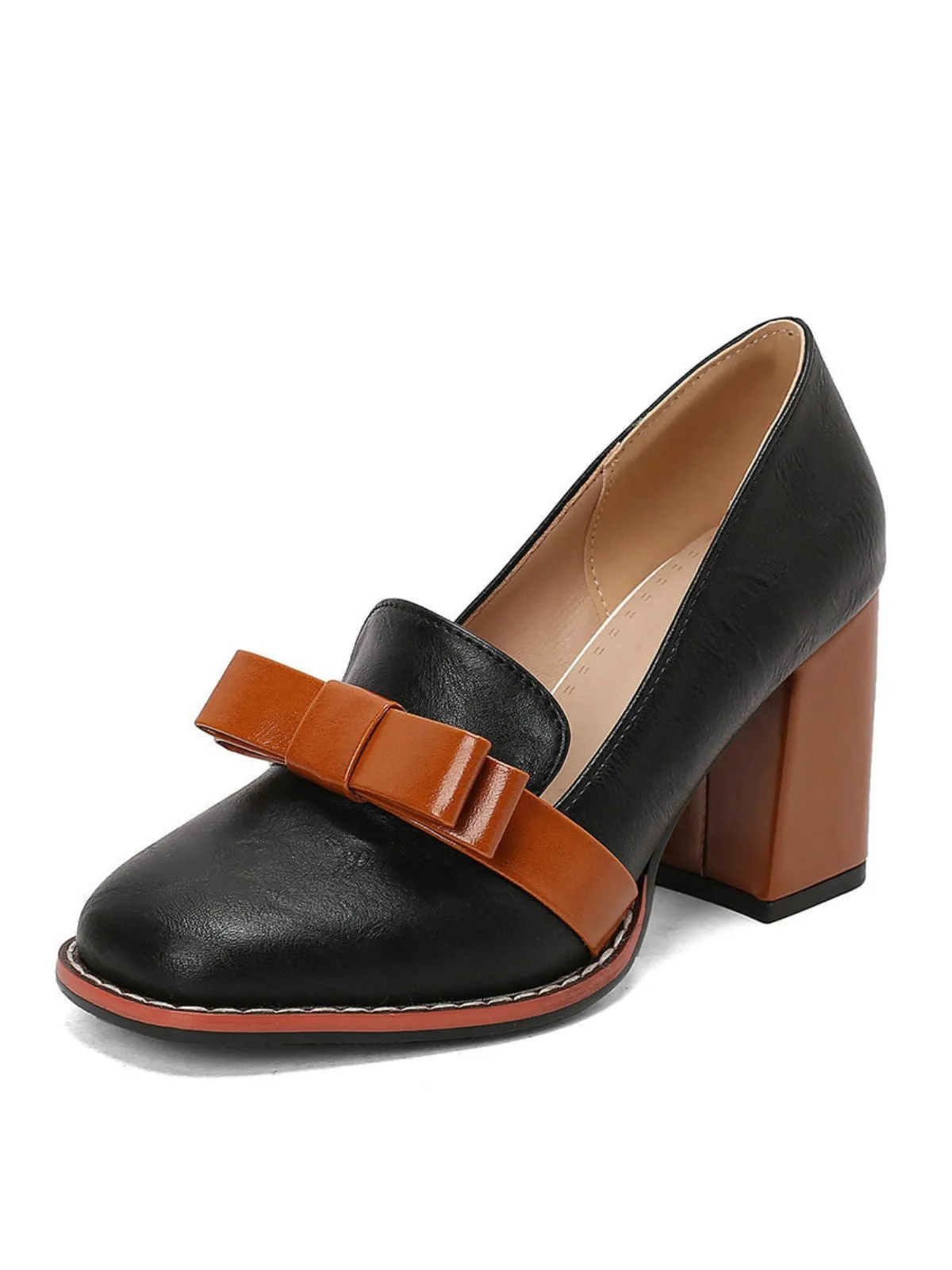 Bowknot Square-Toe Slip On Chunky Heels sold by Retro Stage product image thumbnail 2