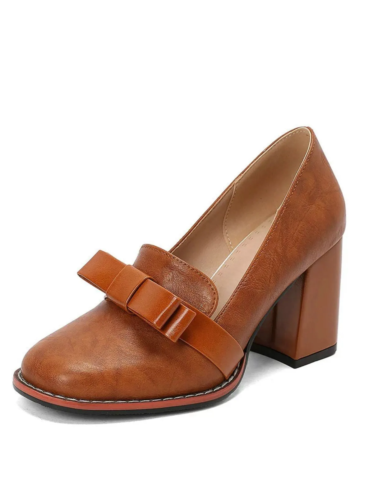 Bowknot Square-Toe Slip On Chunky Heels sold by Retro Stage product image thumbnail 3