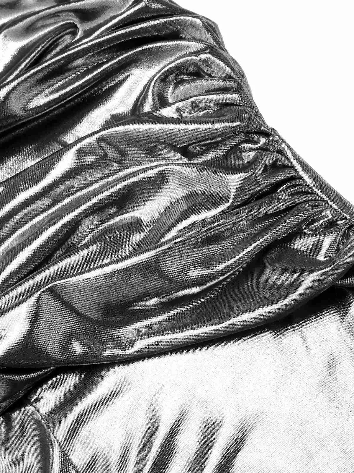 Silver 1970s V-Neck Halter Sequined Jumpsuit sold by Retro Stage product image thumbnail 4