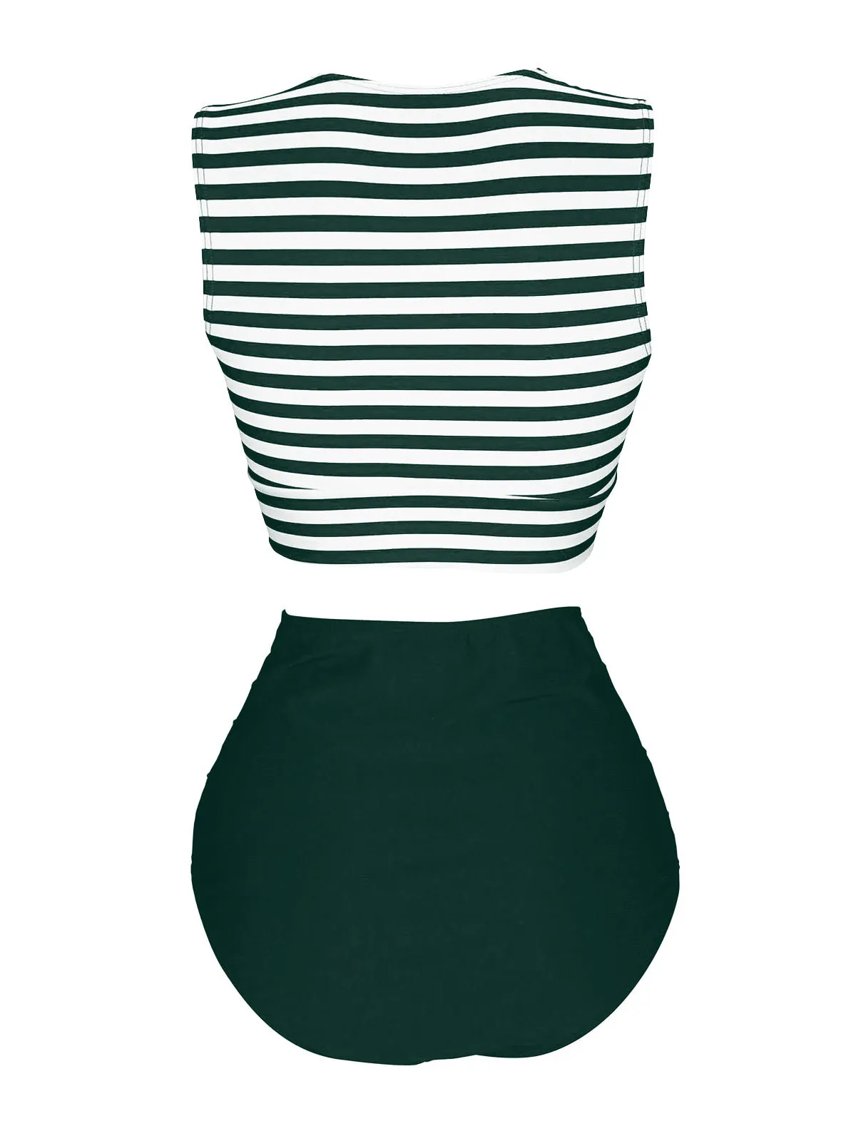 Green 1970s Striped Waist Tie Patchwork Swimsuit sold by Retro Stage product image thumbnail 3