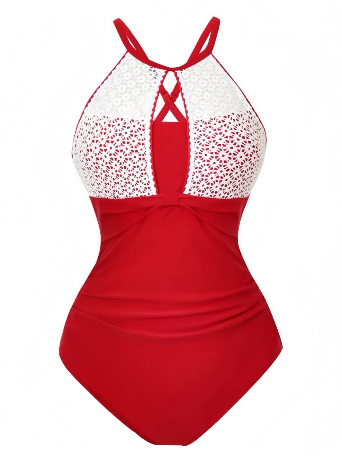 1940s Lace Patchwork Halter One-Piece Swimsuit sold by Retro Stage product image thumbnail 2