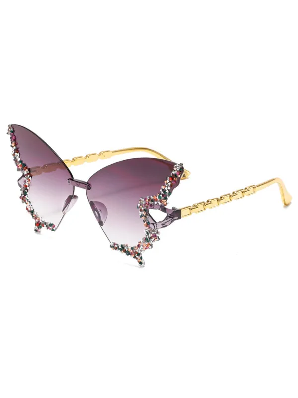 Vintage Butterfly-Shaped Gradient Rimless Sunglasses made by Retro Stage