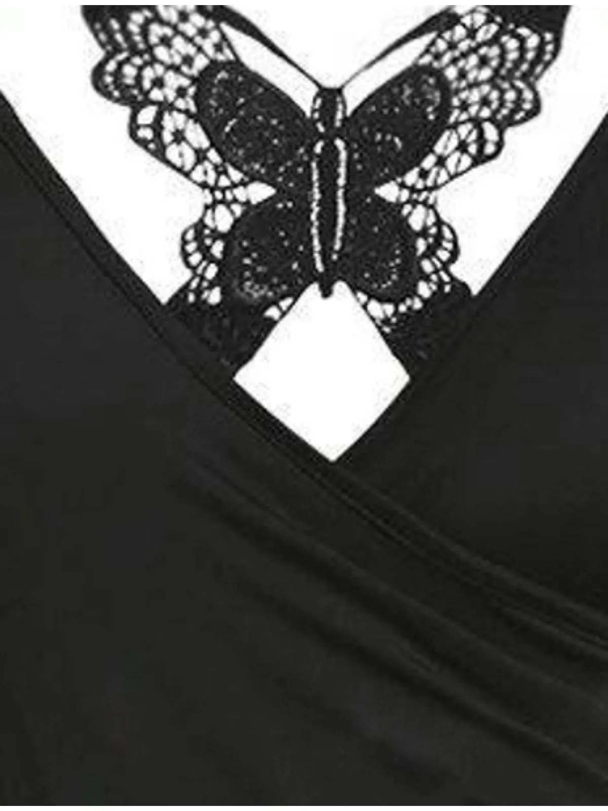 1950s Lace Butterfly Floral Colorblock Dress sold by Retro Stage product image thumbnail 3