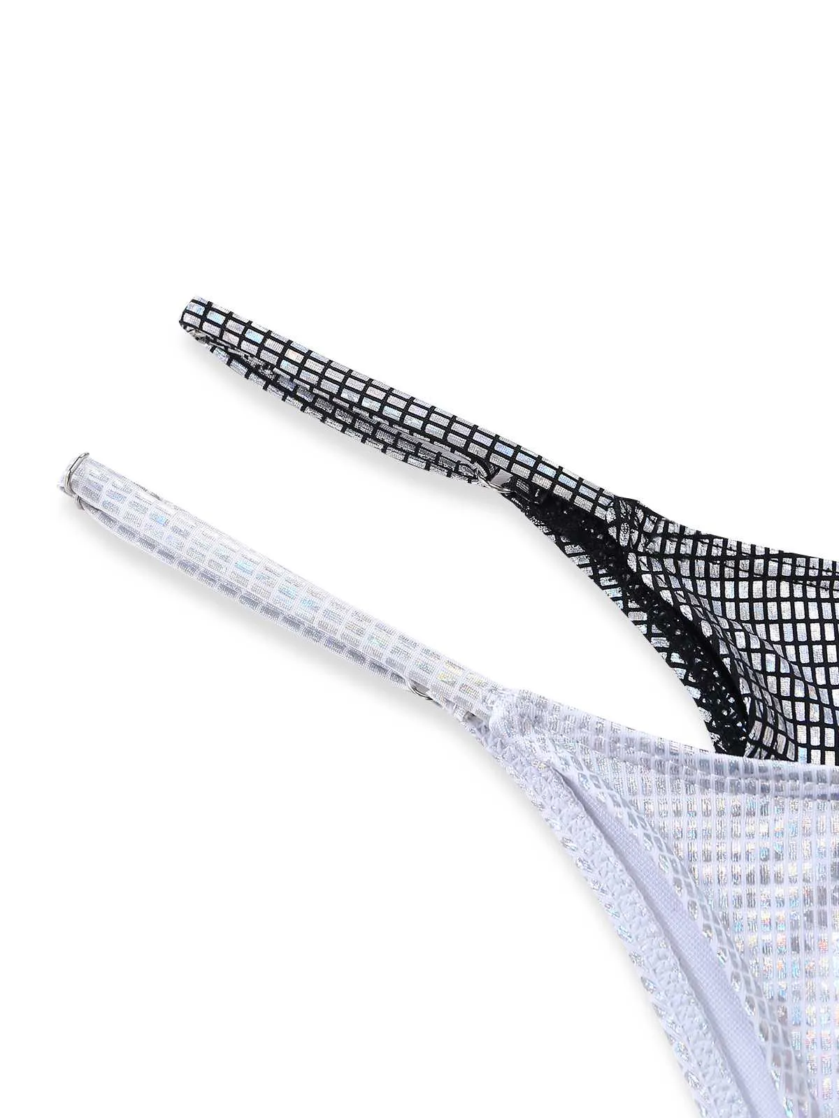 Silver 1980s Halter Shimmer Fake Two-Piece Bikini Set sold by Retro Stage product image thumbnail 5