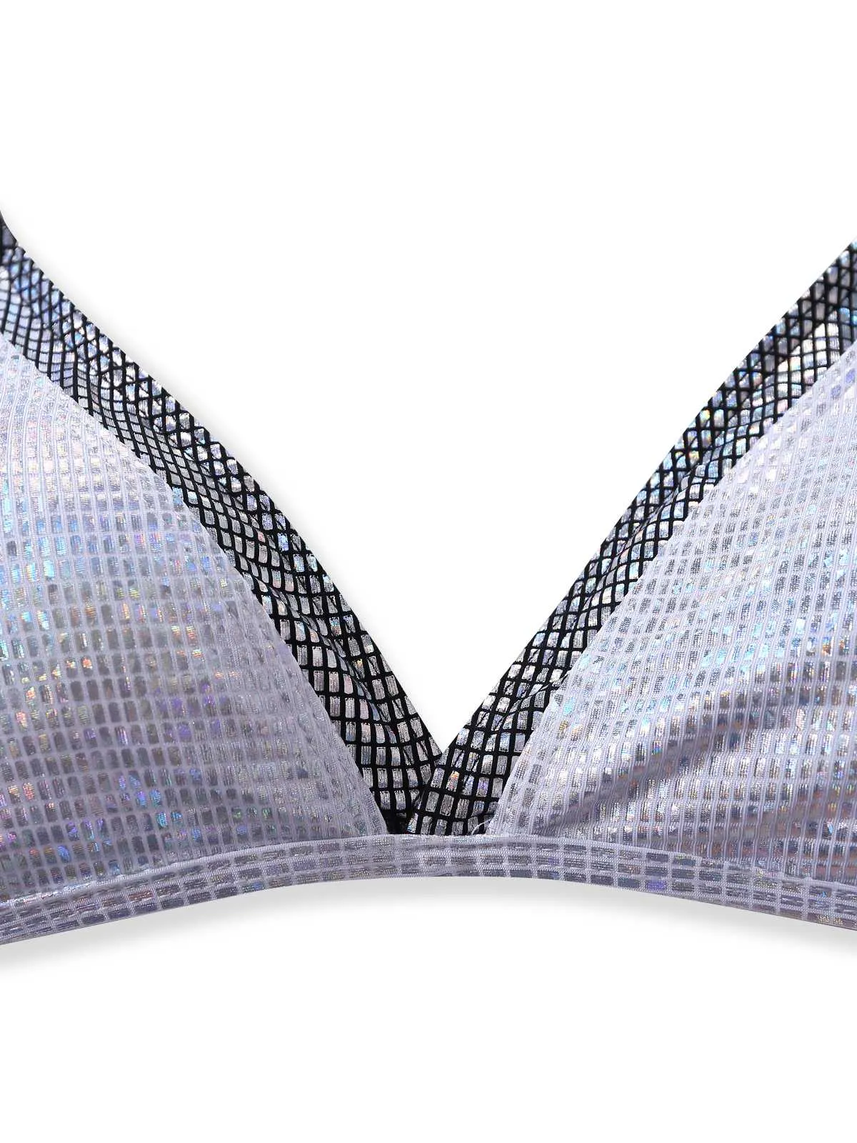 Silver 1980s Halter Shimmer Fake Two-Piece Bikini Set sold by Retro Stage product image thumbnail 4