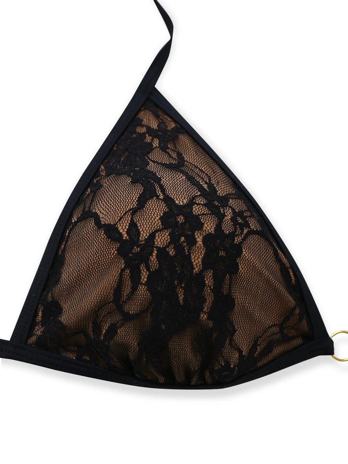 Black 1970s Halter Floral Lace Bikini Set sold by Retro Stage product image thumbnail 4