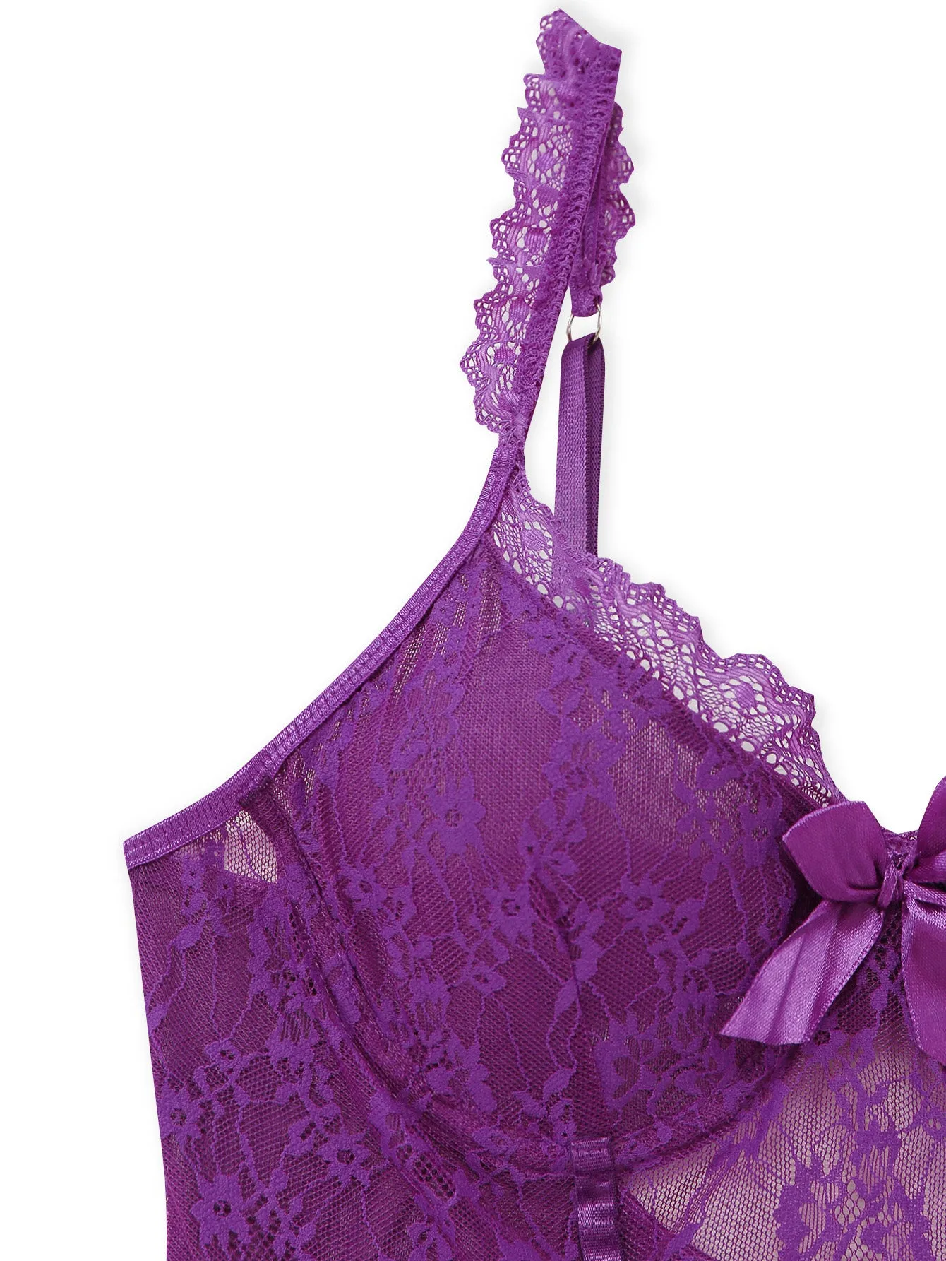 3PCS Purple 1980s Lace Lingerie Set with Stockings sold by Retro Stage product image thumbnail 4