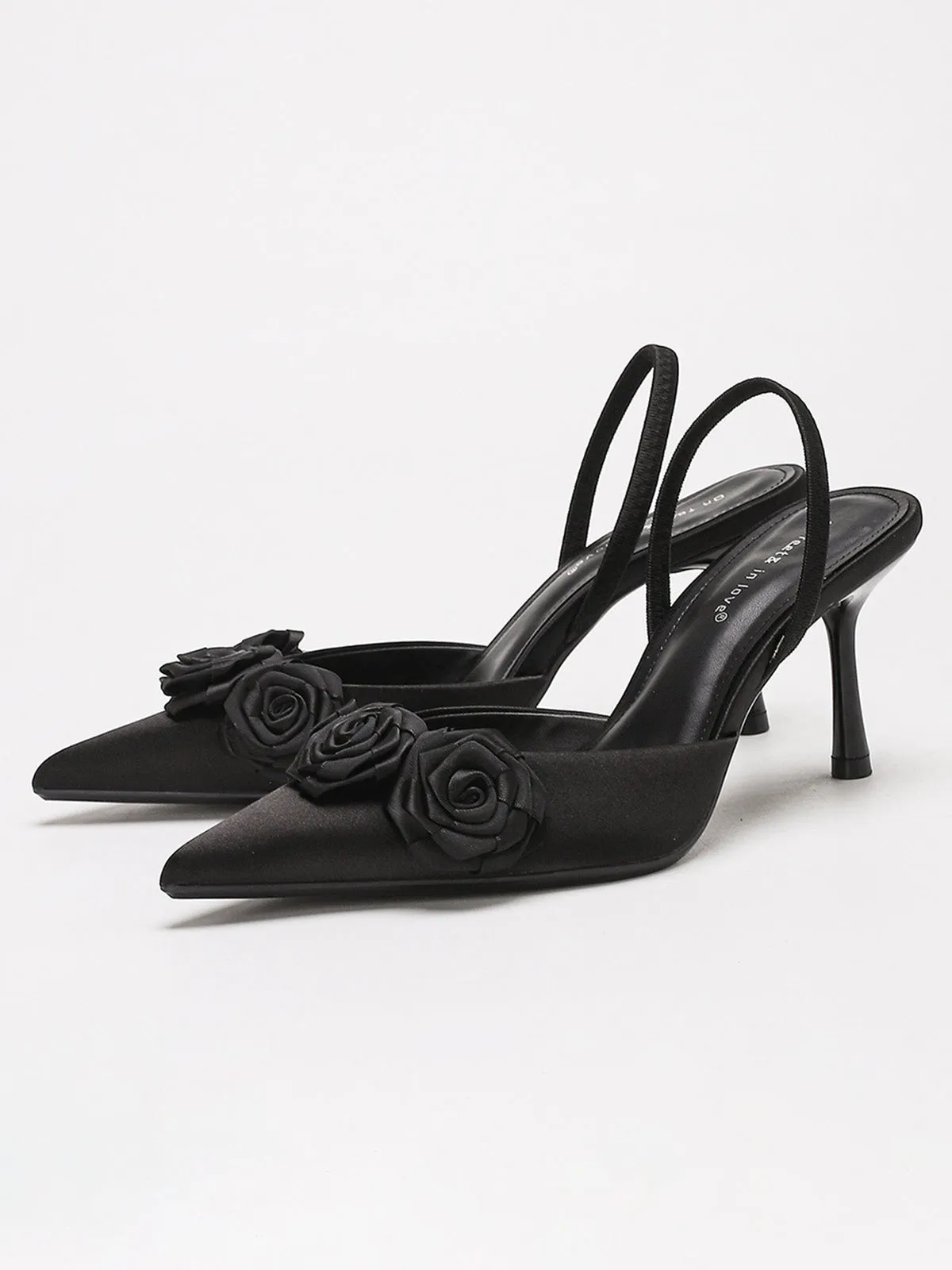 Vintage 3D Rose Pointed-Toe High Heel Pumps sold by Retro Stage
