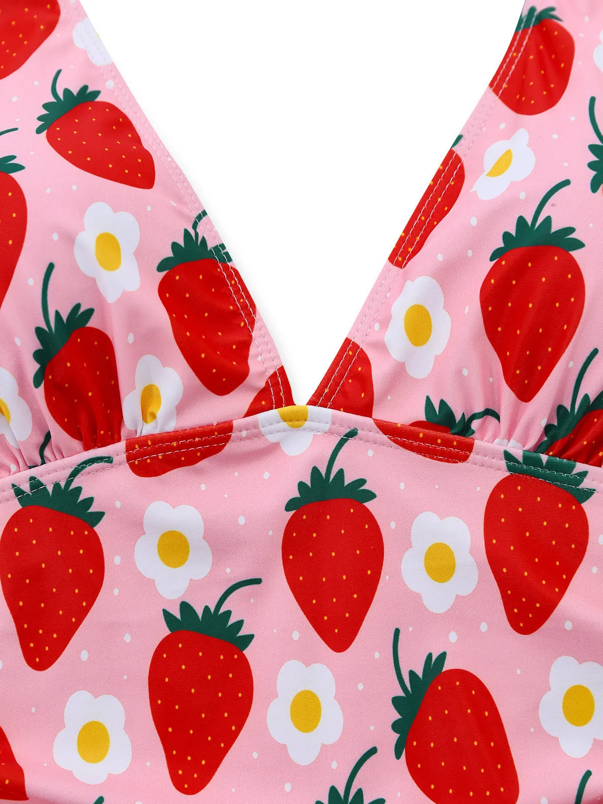 1950s Pleated Tummy Control Strawberry One-Piece Swimsuit sold by Retro Stage product image thumbnail 5