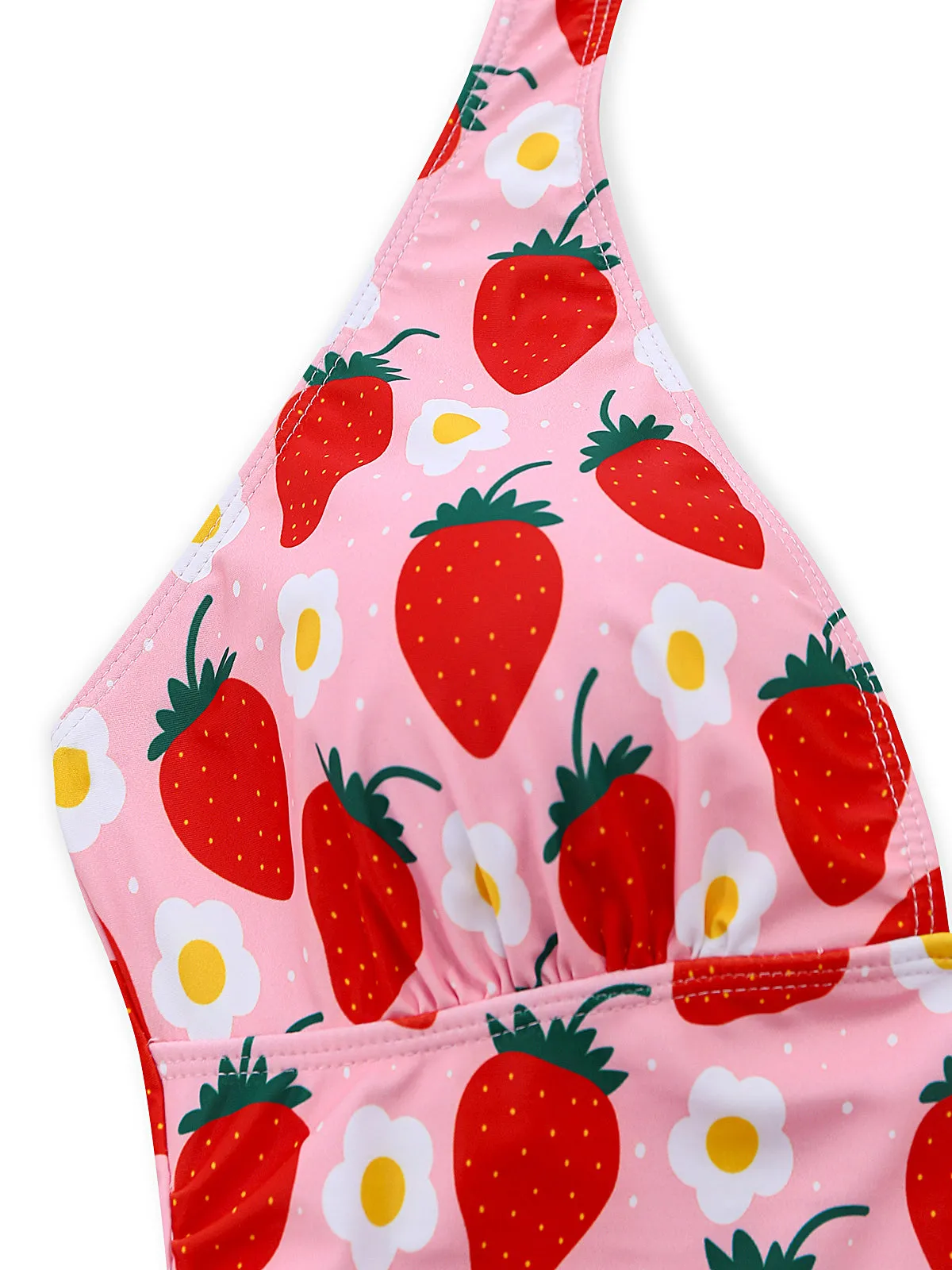 1950s Pleated Tummy Control Strawberry One-Piece Swimsuit sold by Retro Stage product image thumbnail 4