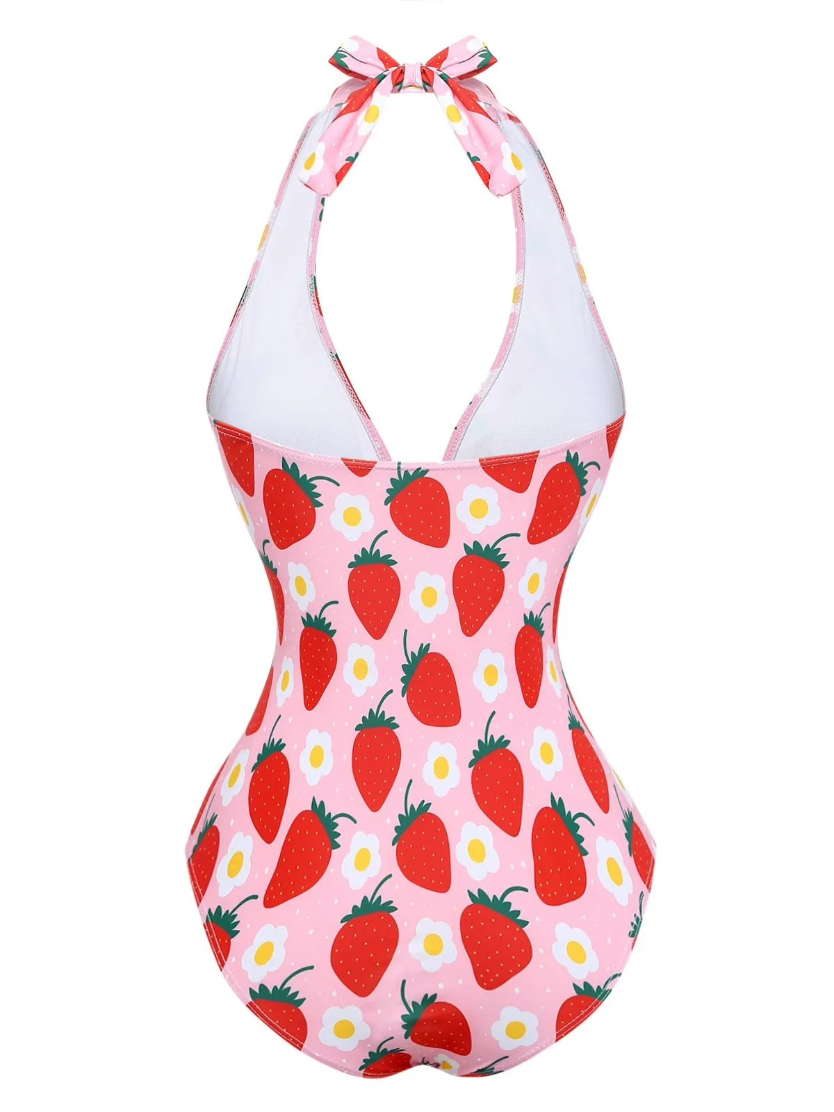 1950s Pleated Tummy Control Strawberry One-Piece Swimsuit sold by Retro Stage product image thumbnail 3