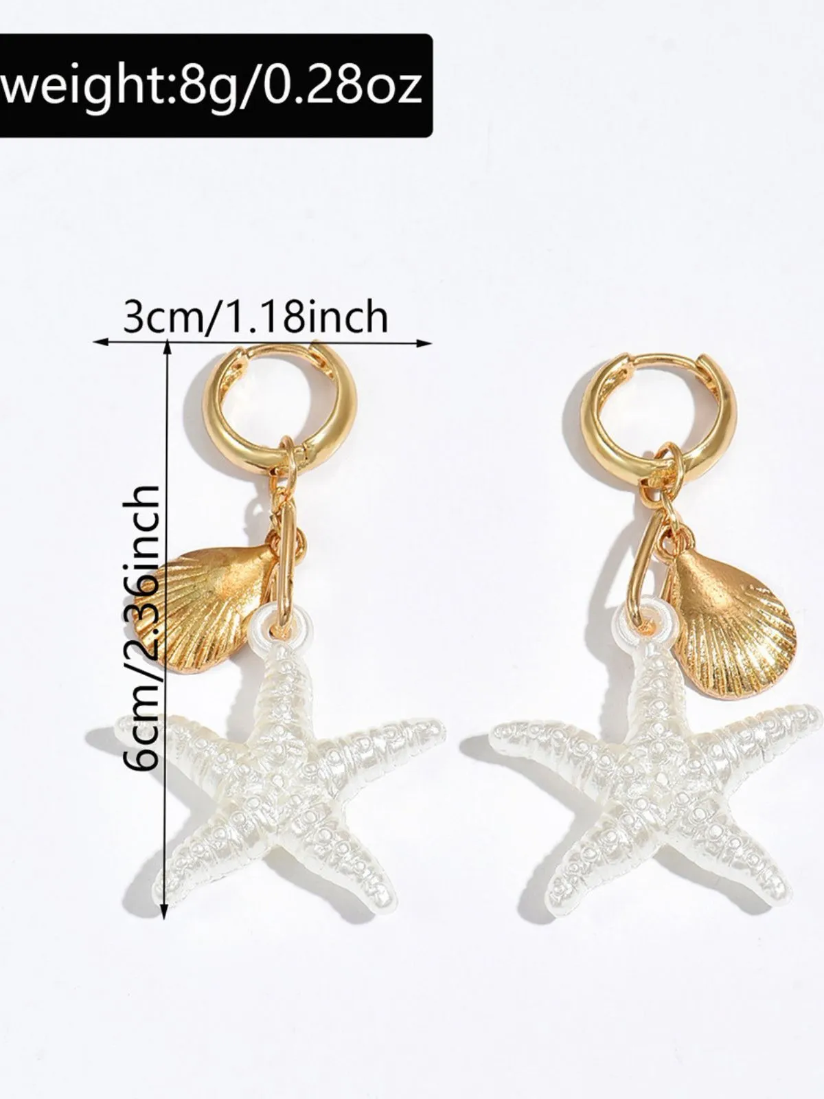 Gold Vacation Style Starfish Earrings sold by Retro Stage product image thumbnail 3