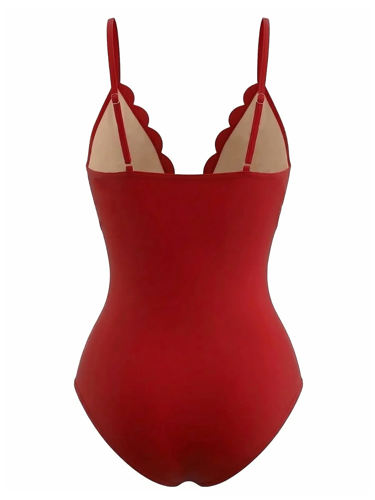 Red 1950s Solid Burnout Petal Collar Swimsuit sold by Retro Stage product image thumbnail 3