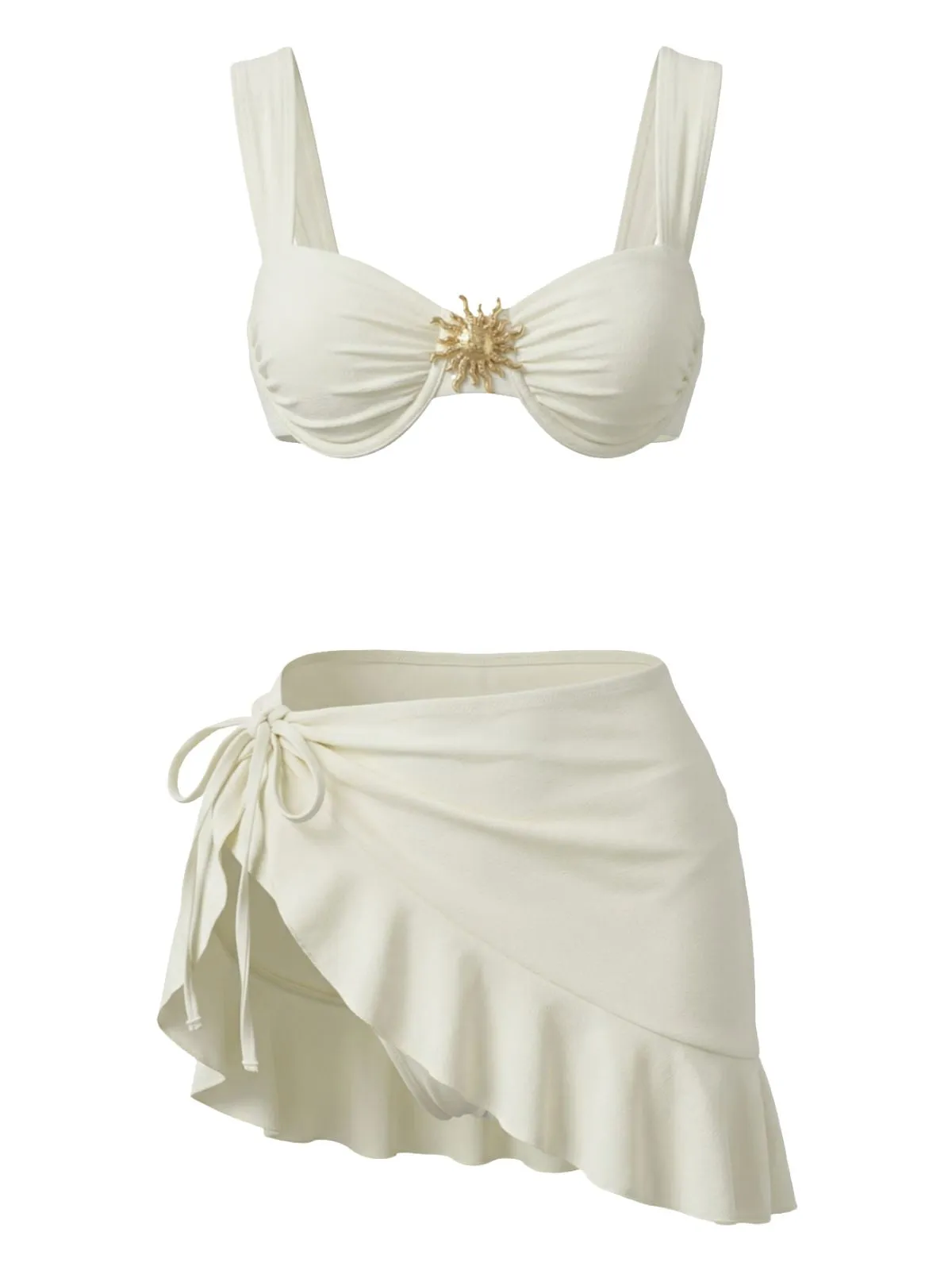 3PCS 1950s Solid Metal Sun Chain Accent Bikini Set & Cover-Up sold by Retro Stage product image thumbnail 3