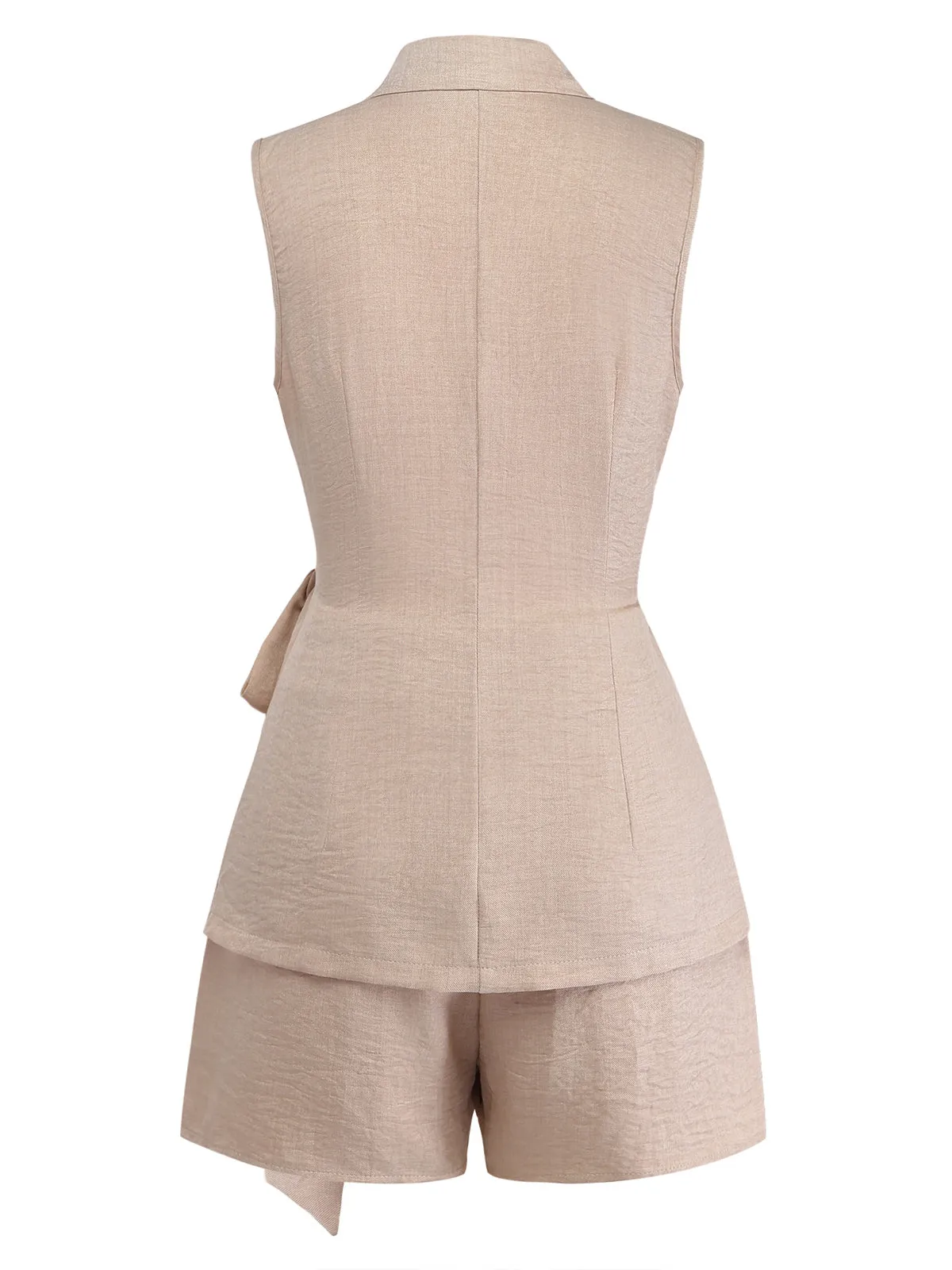 Beige 1960s Solid Suit Vest & Shorts Set sold by Retro Stage product image thumbnail 3