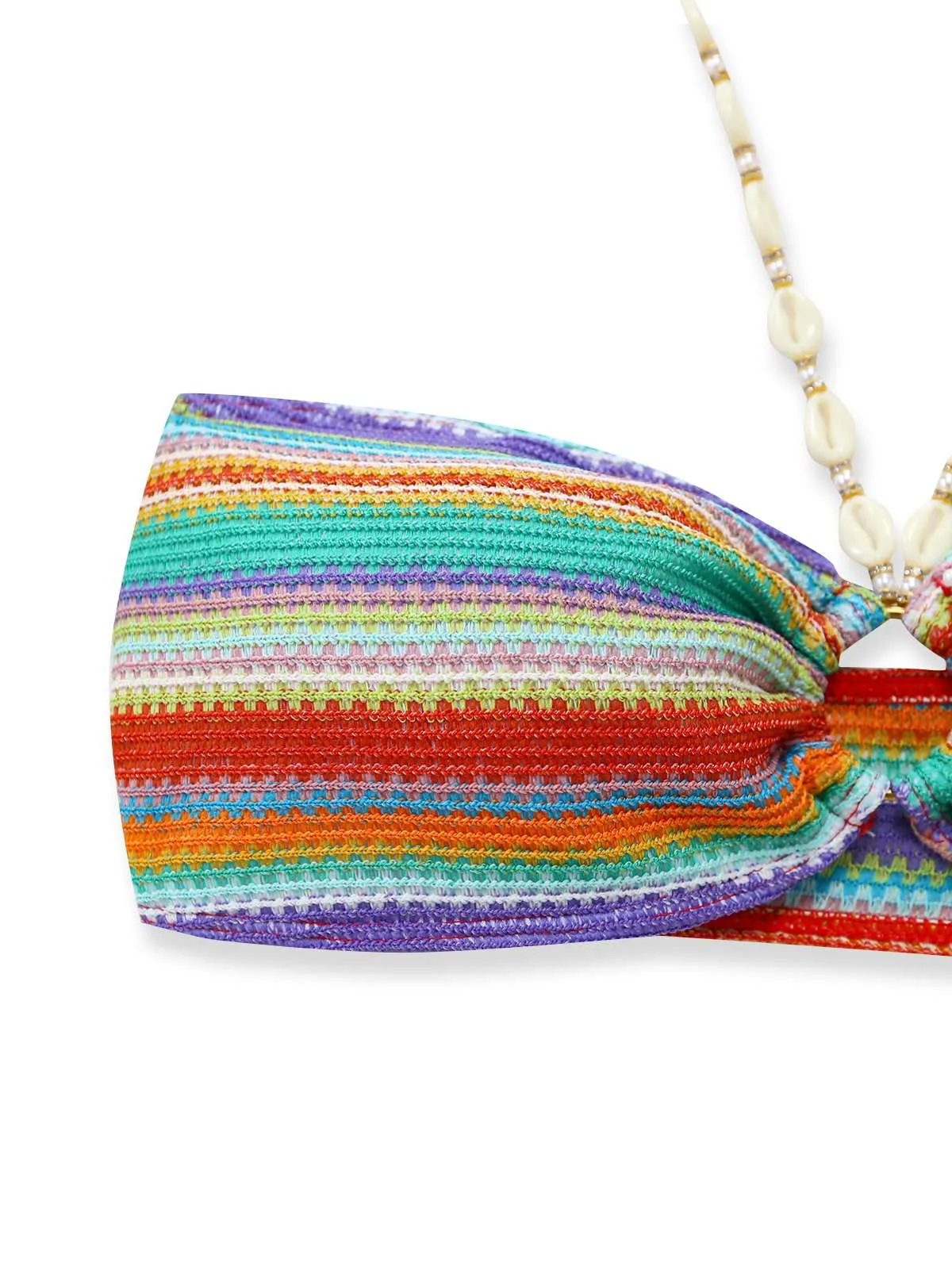 3PCS Multicolor 1970s Halter Rainbow Stripes Shell-Strap Bikini Set sold by Retro Stage product image thumbnail 5