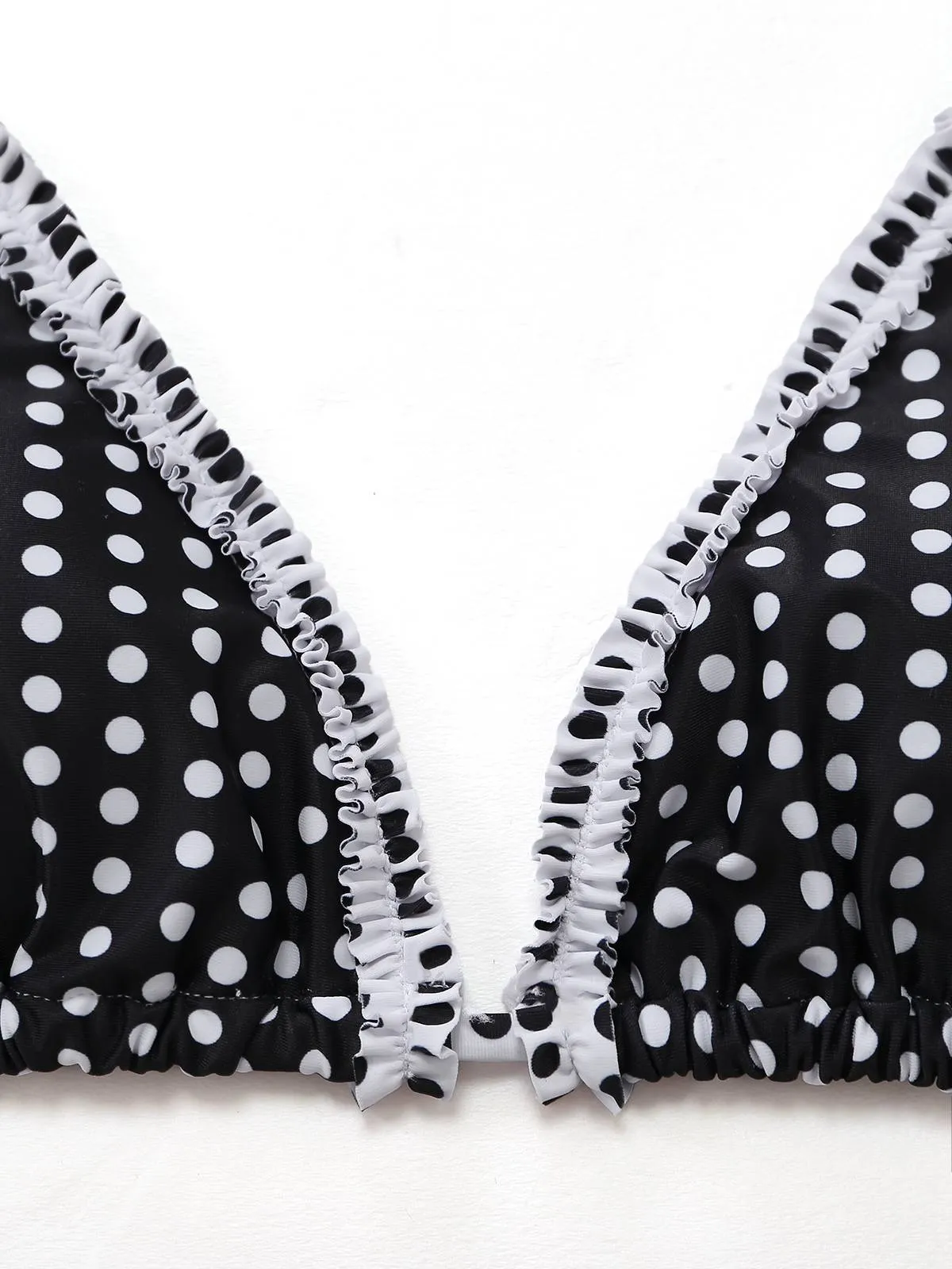 Black 1960s Polka Dot Lace Halter Bikini Set sold by Retro Stage product image thumbnail 5