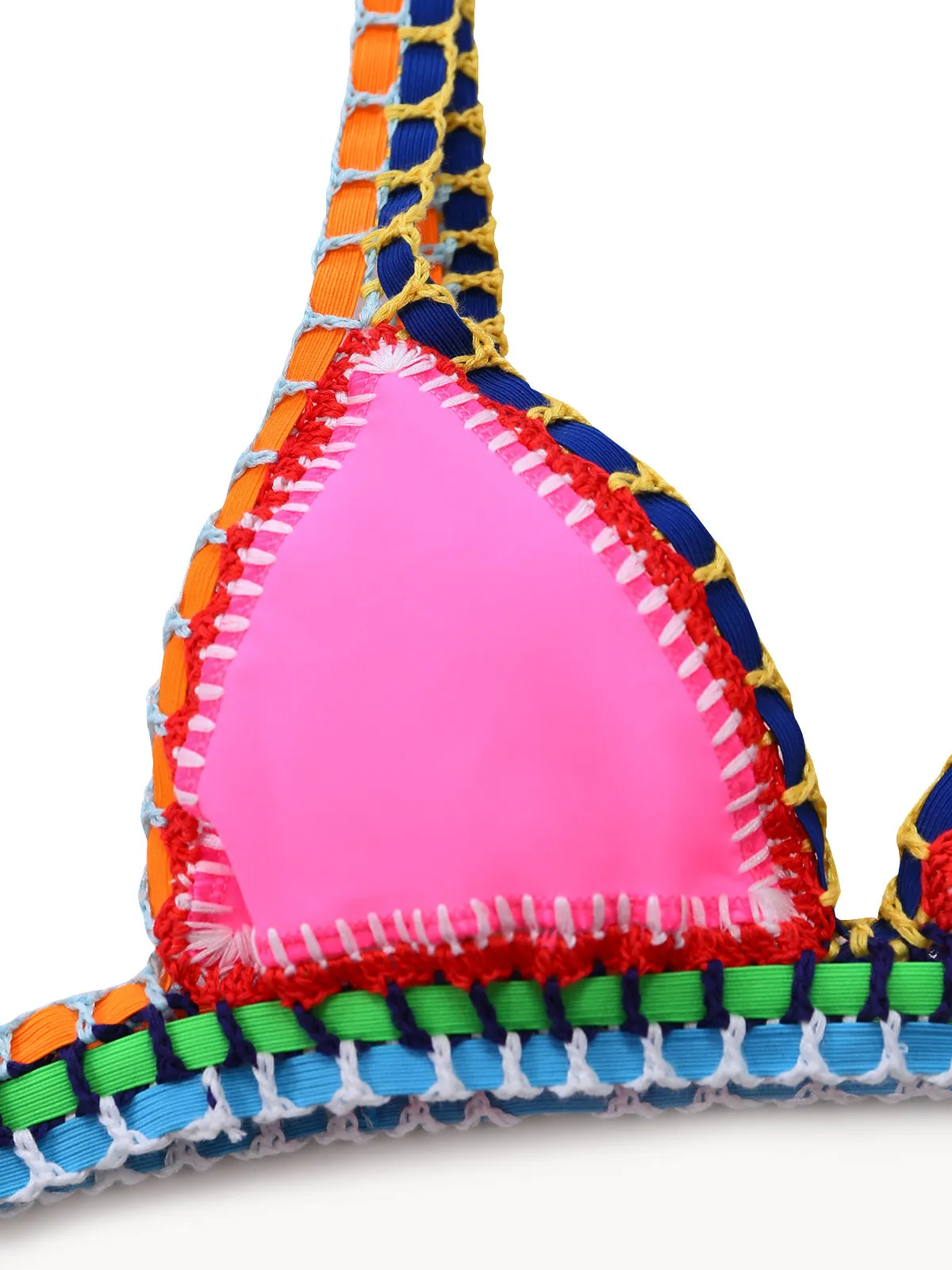 Pink 1980s Knitted Colorful Ribbons Bikini Set sold by Retro Stage product image thumbnail 5