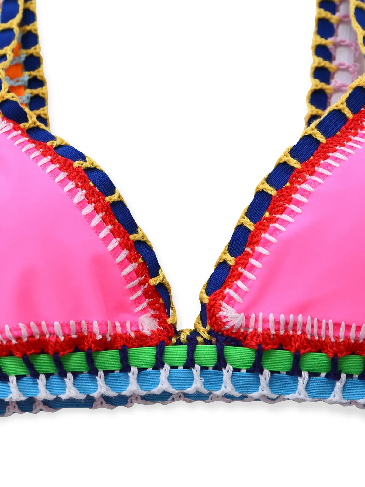 Pink 1980s Knitted Colorful Ribbons Bikini Set sold by Retro Stage product image thumbnail 4