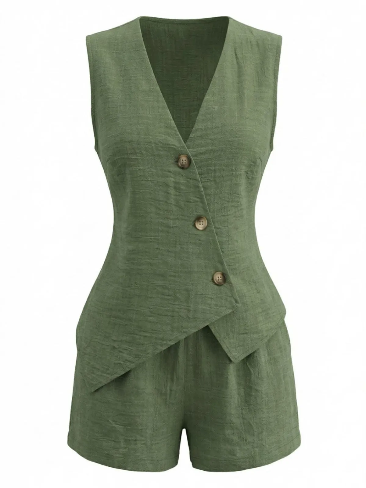 1940s V-Neck Lace-Up Vest & Shorts Set sold by Retro Stage product image thumbnail 2