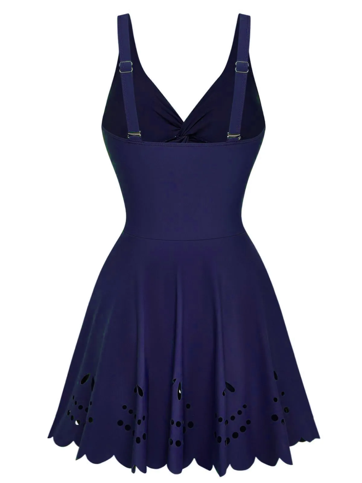 1930s Solid Twist Front Hollow One-Piece Swimdress sold by Retro Stage product image thumbnail 5