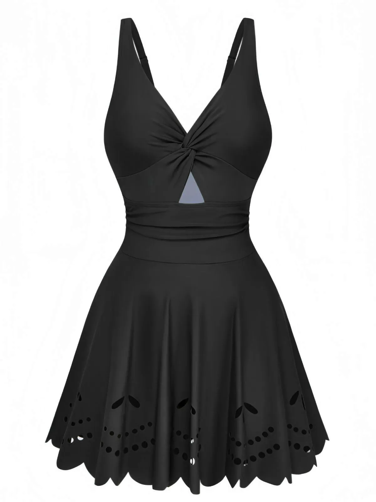 1930s Solid Twist Front Hollow One-Piece Swimdress sold by Retro Stage product image thumbnail 2