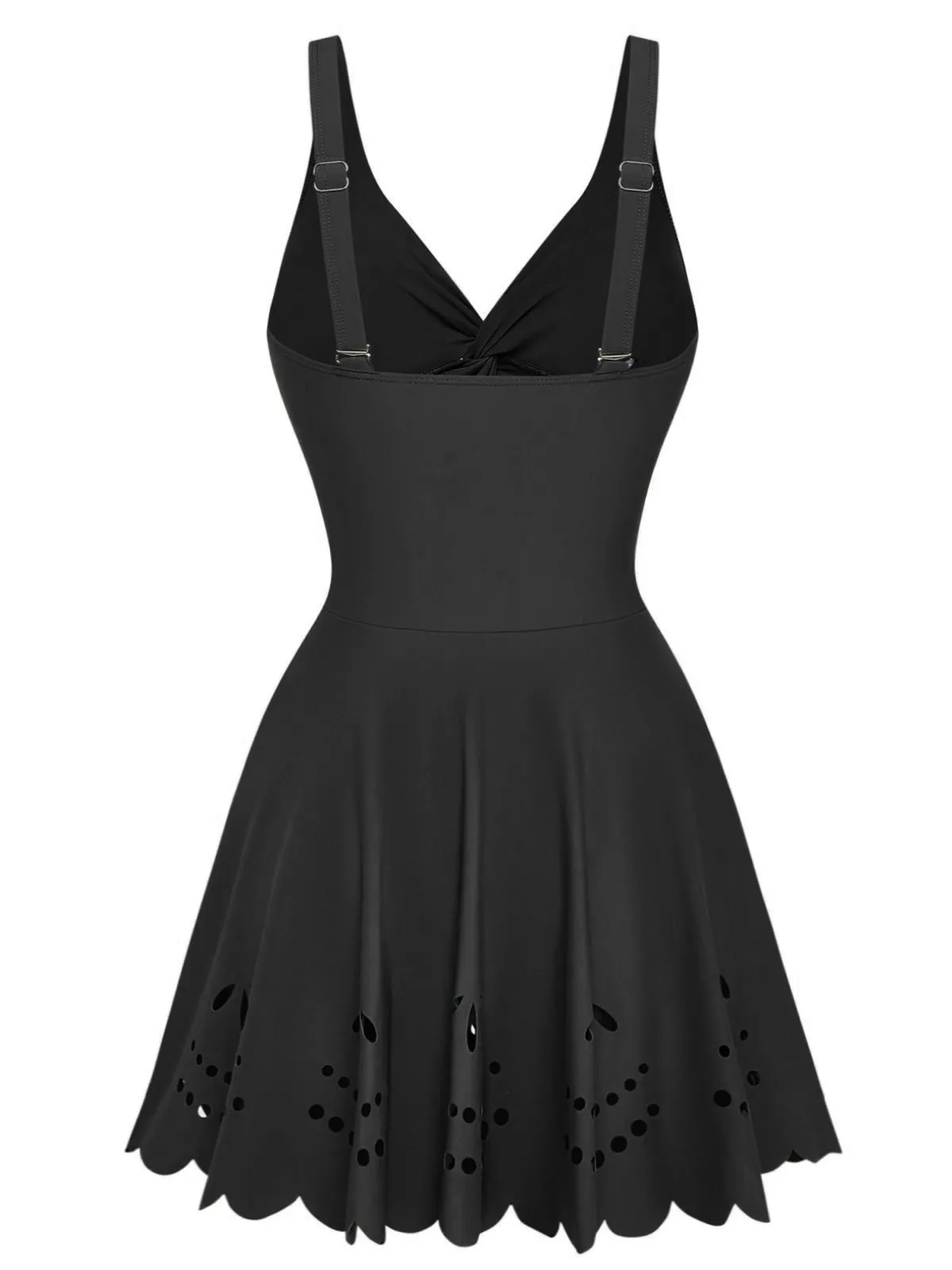 1930s Solid Twist Front Hollow One-Piece Swimdress sold by Retro Stage product image thumbnail 3