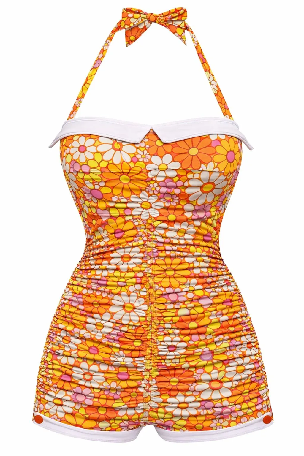 Pink Gingham 1950s Halter Bowknot One-piece Swimsuit sold by Retro Stage product image thumbnail 2