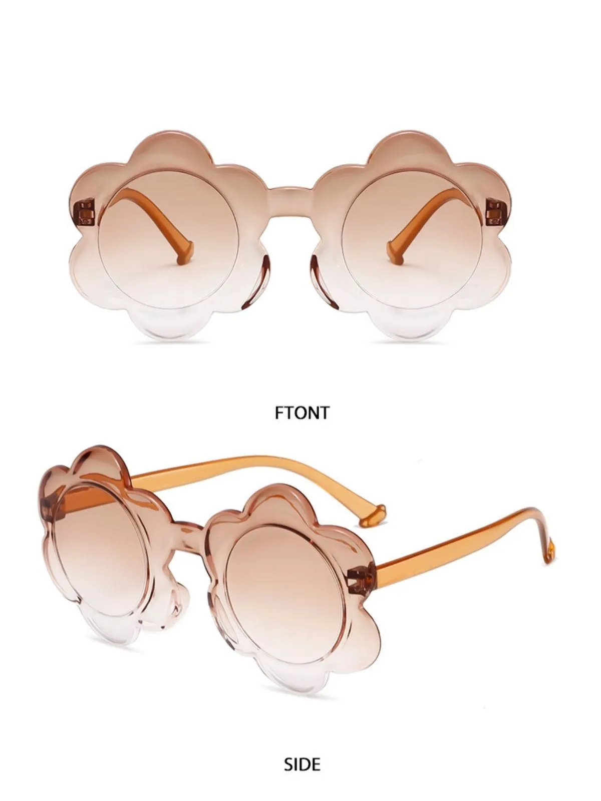 Brown Vintage Gradient Floral-Shaped Rimless Sunglasses sold by Retro Stage